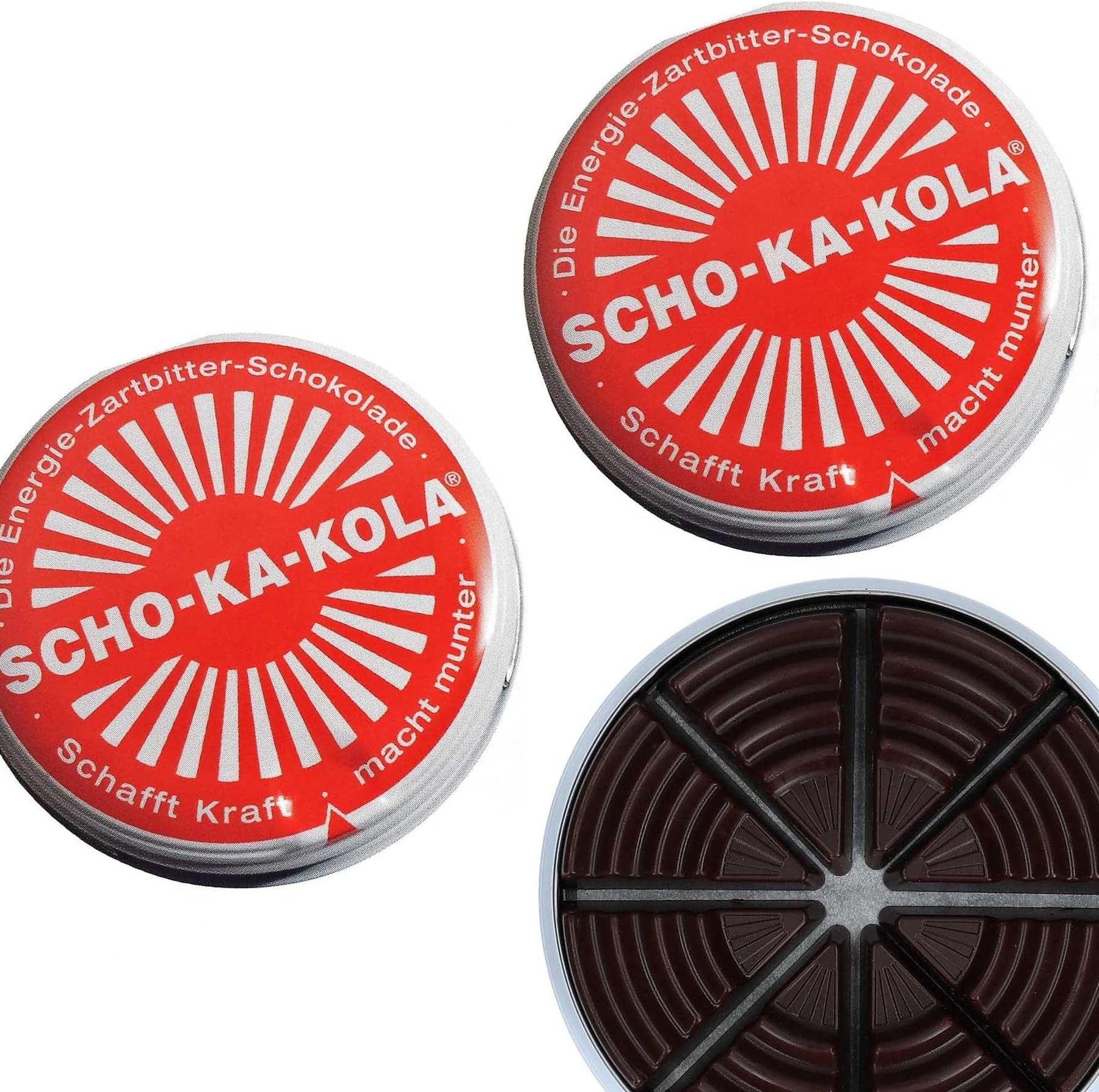 SCHO-KA-KOLA Chocolate Dark Classic with natural Caffeine from Cocoa, Cola-Nut-Powder and Coffee 2 tins x 100 g/Germany