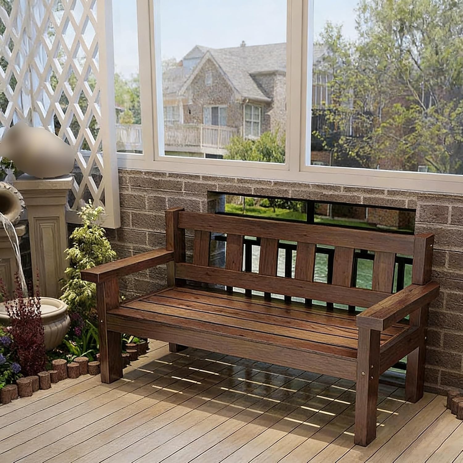 Wood Bench Outdoor, Garden Benches for Outdoors, Solid Wood, can Bear 660lbs, Suitable for Patios, Terraces, Balconies, Residences(140x50x40cm/55x20x16in)