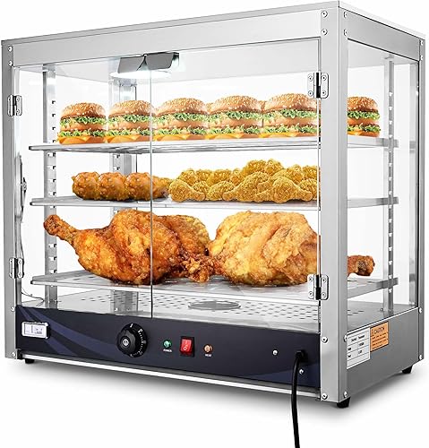 Vista 10 de WeChef Calentador de alimentos comercial de 5 niveles de 15 pulgadas, 600 W, vitrina de pizza para alimentos, camión, tienda de alimentos
