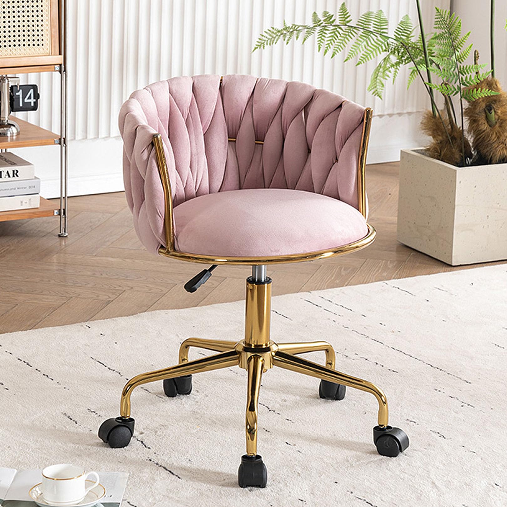 Fauteuil de bureau ergonomique velours dossier touffeté chic