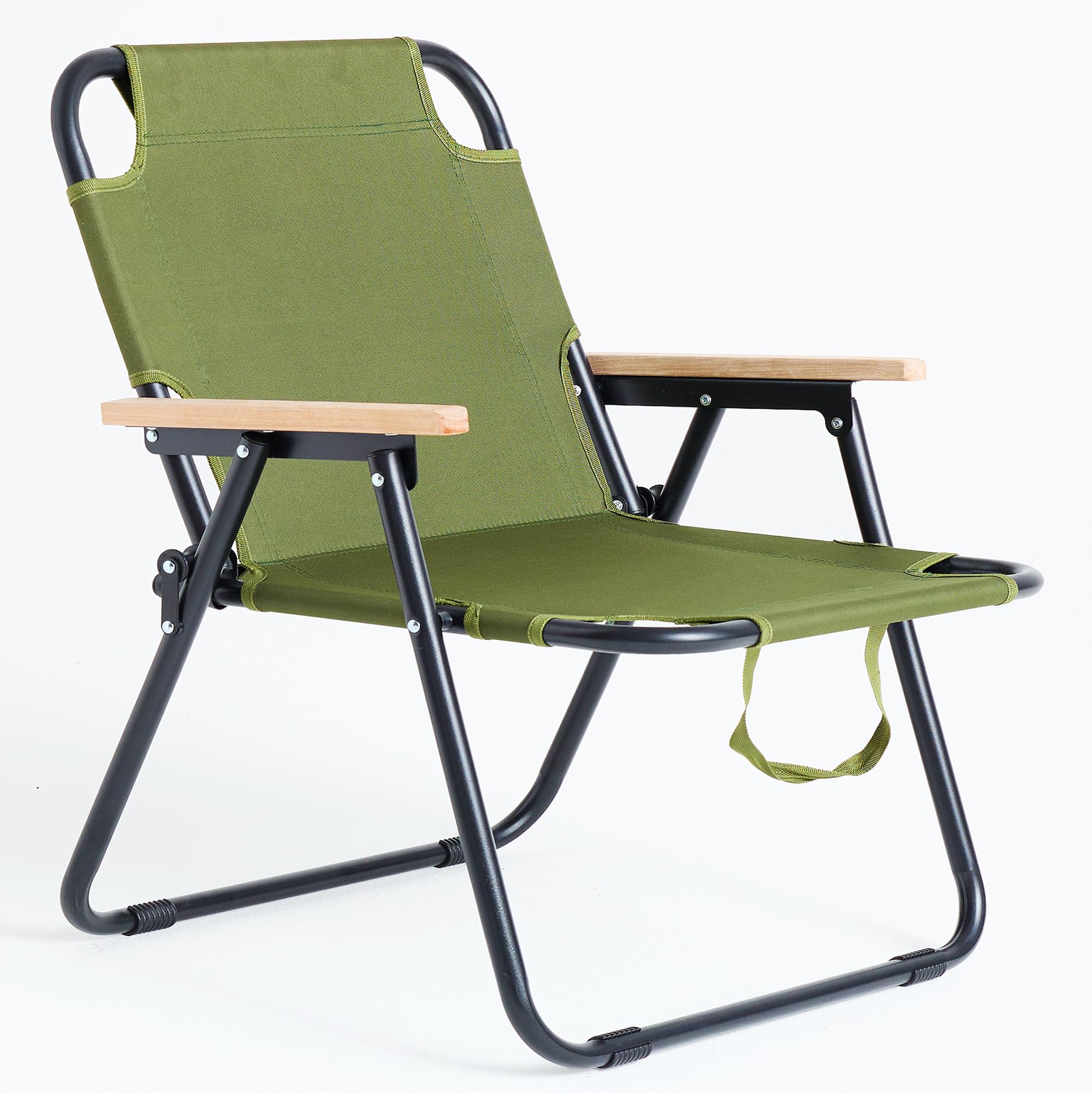 Campingstuhl Faltbar Klappstuhl Camping, Faltstuhl Camping, Klappbare Campingstühle mit Armlehnen, Tragbarer Stuhl Gartenstuhl Anglerstuhl, für Picknick Angeln Strand Garten - Grün