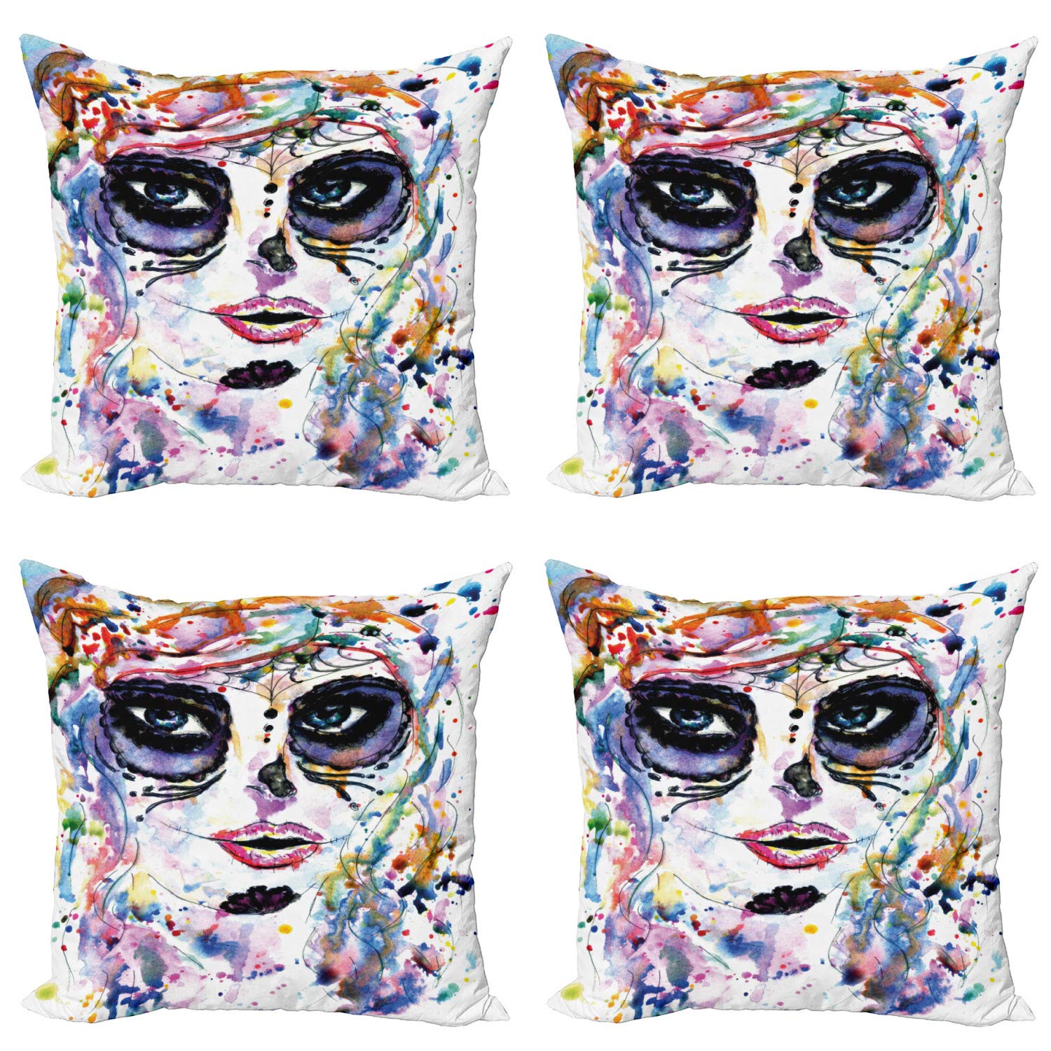 ABAKUHAUS Federe Cuscini Halloween 60x40 Cm Set 2 Pezzi – Zucca Spaventosa Stampa Fronte/Retro, Arancione E Nero, Moderne E Morbide