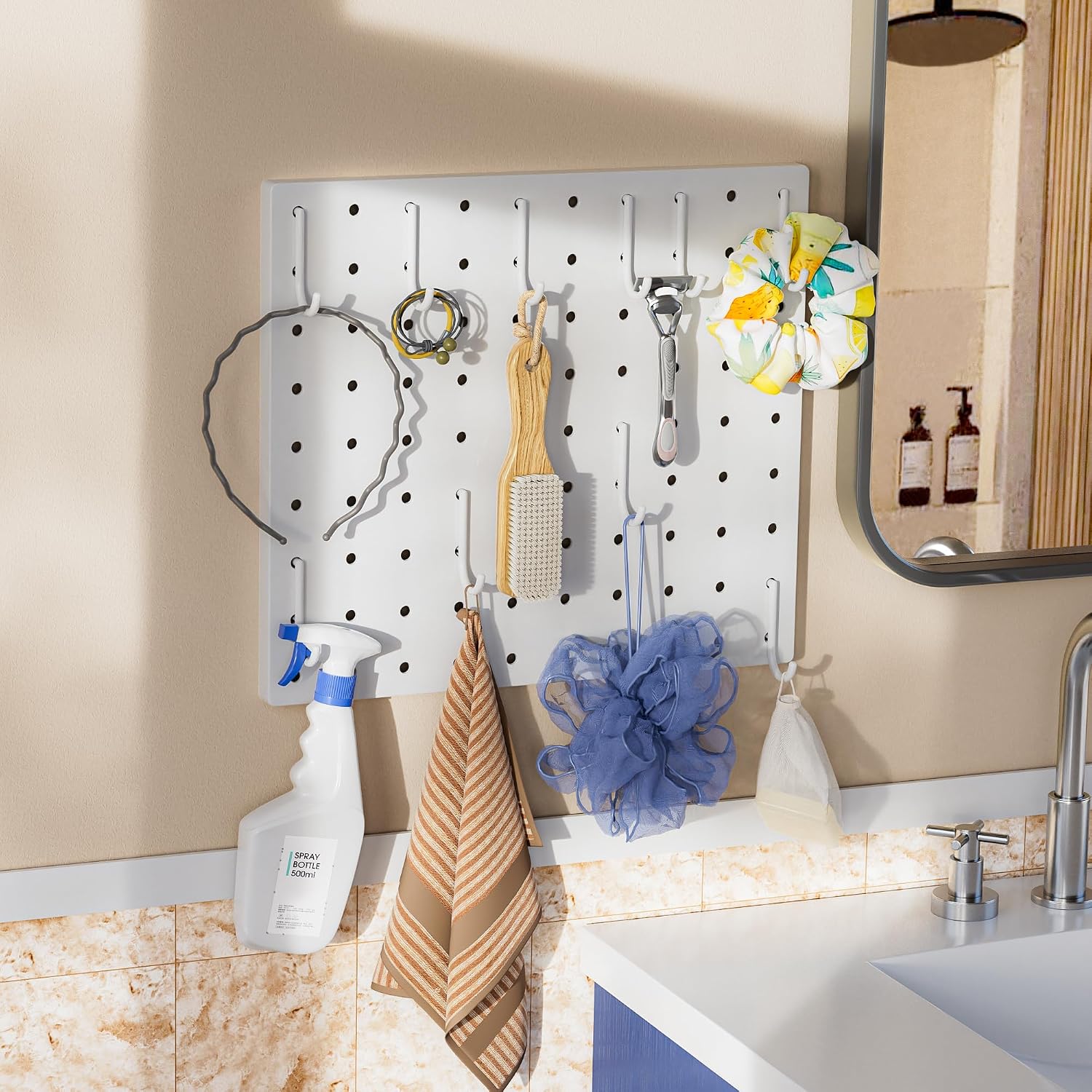 Pegboard Combination Kit - Pegboards and Accessories Modular Hanging for Wall Organizer, Crafts Organization, Ornaments Display, Nursery Storage, Peg Board image 5