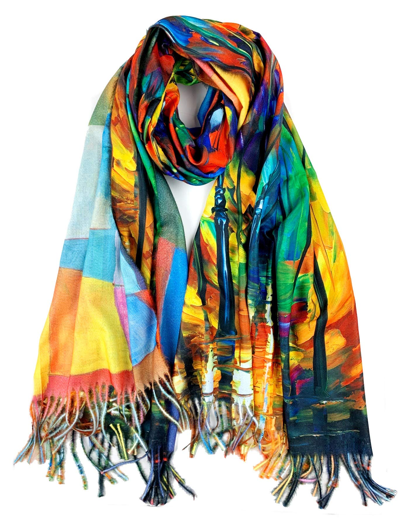 Plum FeathersSuper Soft Cashmere Feel Double Sided Reversible Art Shawl Scarf Van Gogh Monet Klimt Inspired