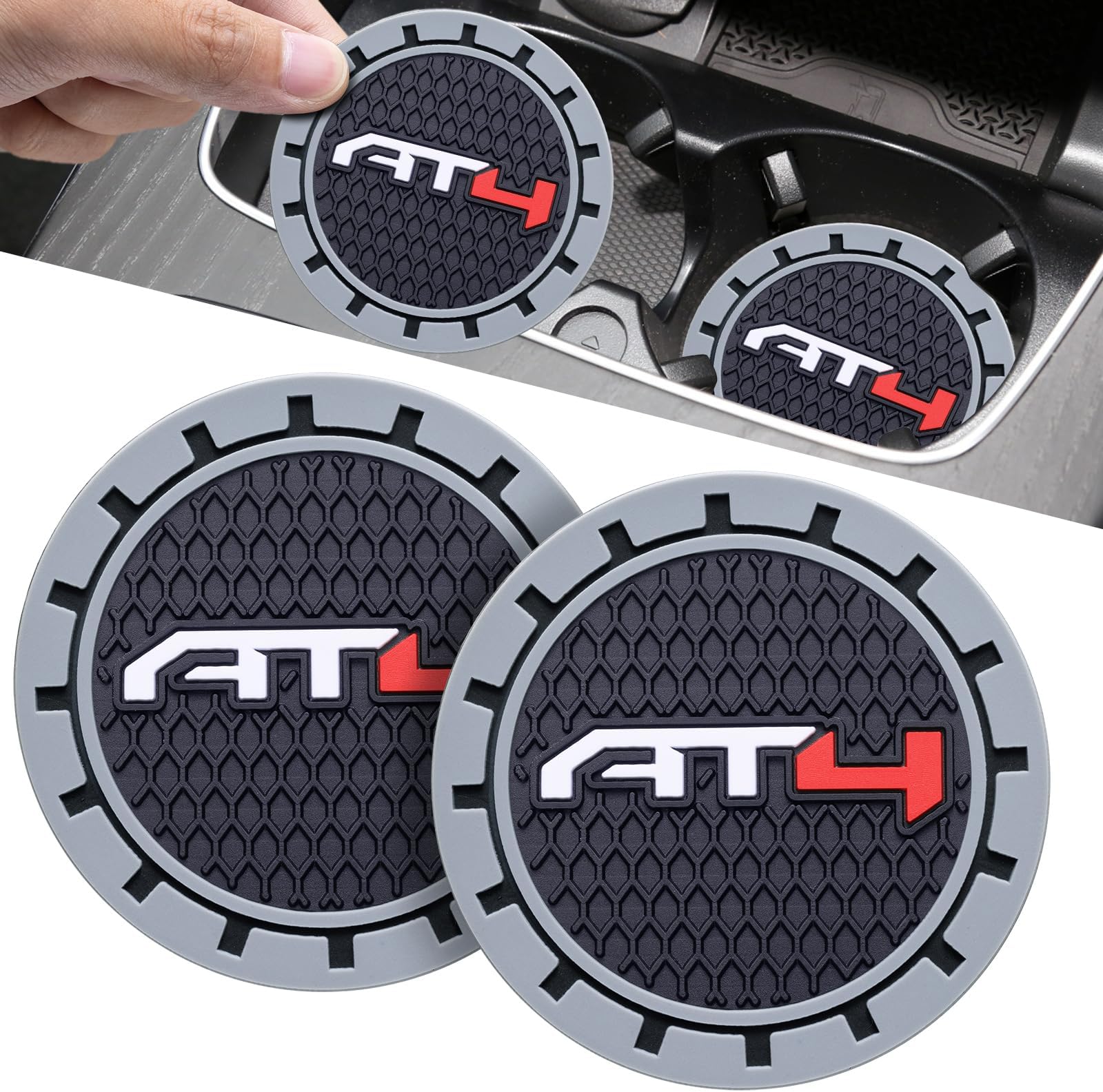 Car Cup Coaster, 2PCS Universal Non-Slip Cup Holders, Compatible with GMC AT4 Car Cup Holder Coasters，Car Drink Coaster Holder Accessory, Black