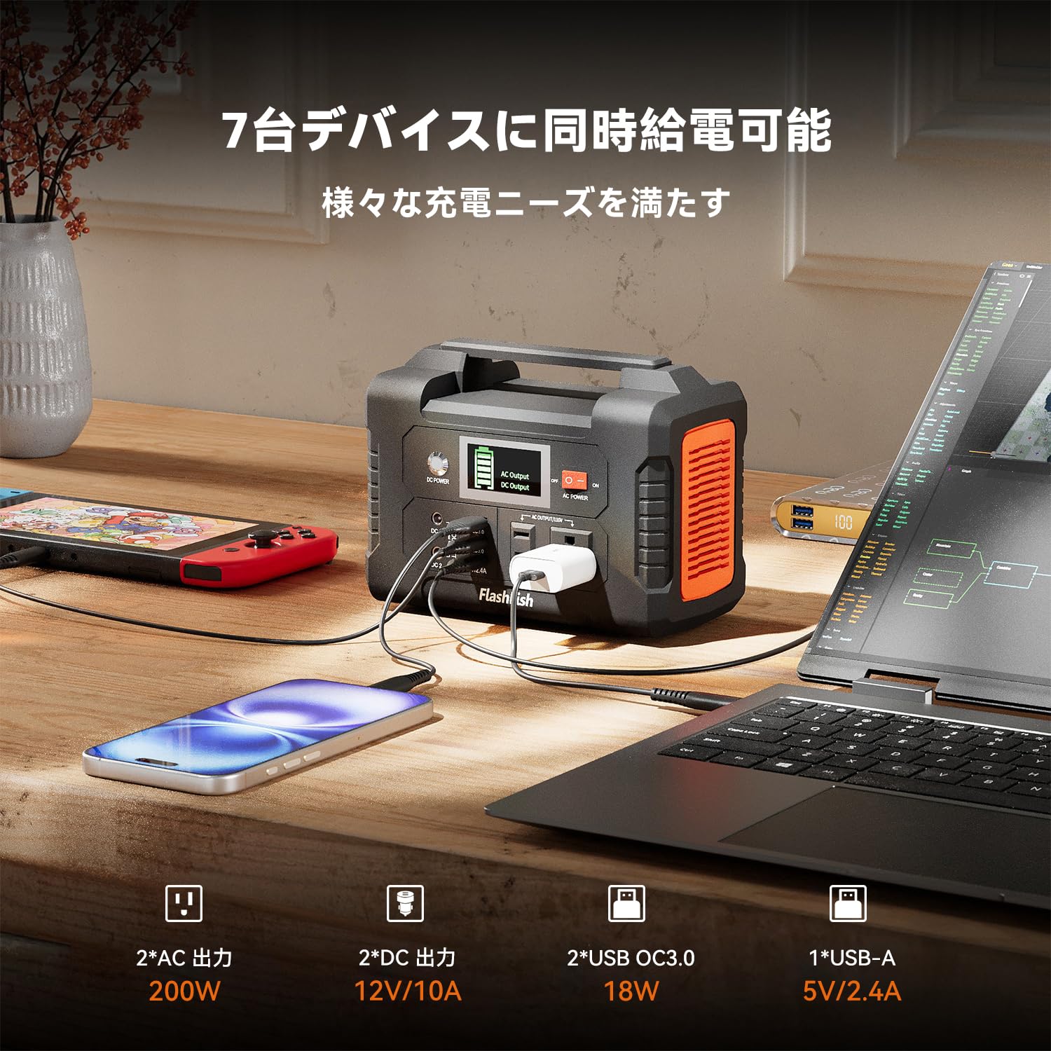 Amazon.co.jp: FlashFish ポータブル電源 大容量 小型発電機 40800mAh