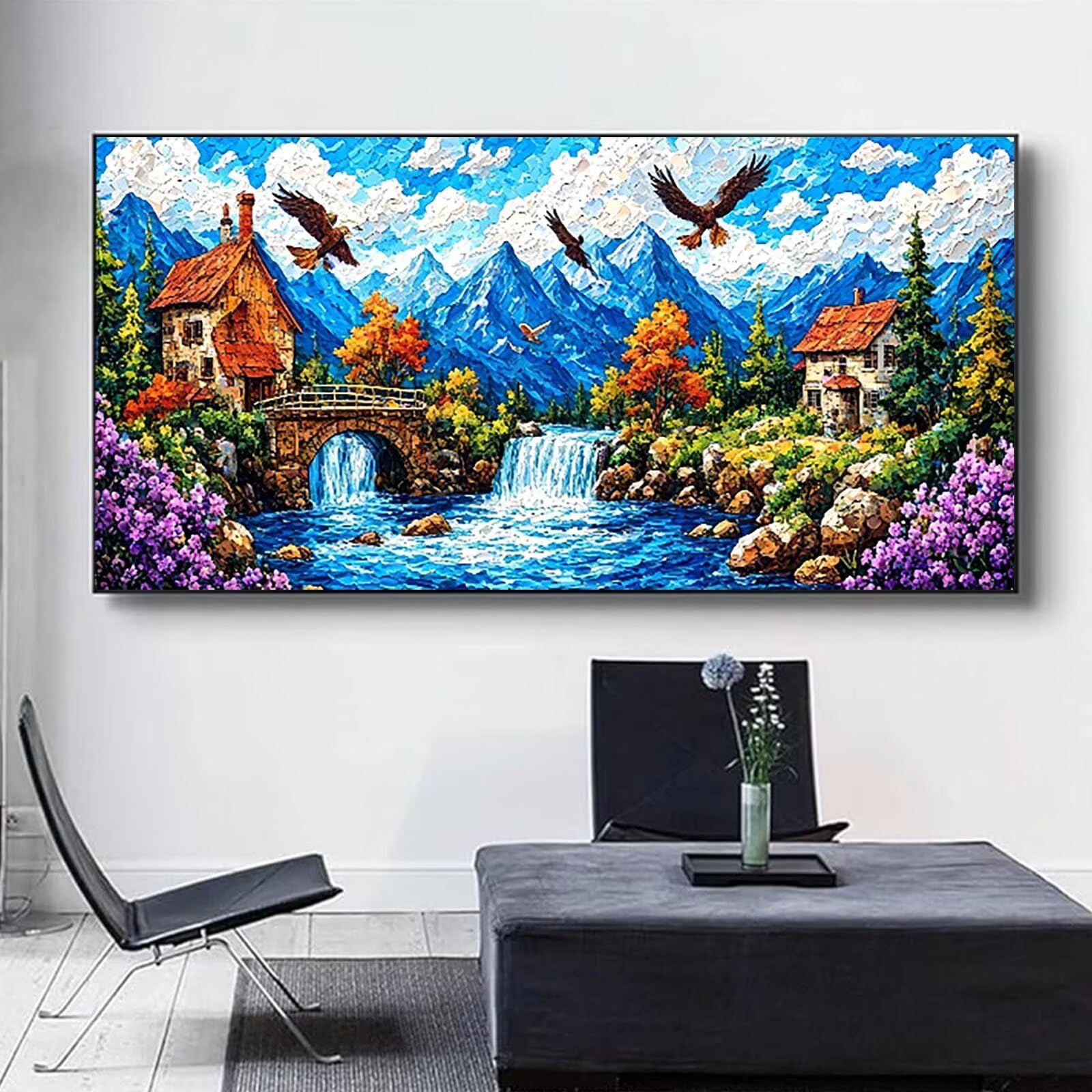 Malen nach Zahlen Kinder Landschaft, Malen Nach Zahlen Erwachsene, Geschenke für Mädchen Junge Bastelset, Malen nach Zahlen Berg | Malen nach Zahlen Ohne Rahmen, (60x120cm) Bastelset Erwachsene 6-Q