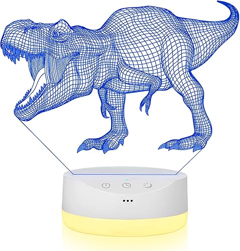 Luz nocturna de dinosaurio en 3D para niños con temporizador táctil con control remoto Lámpara decorativa de 16 colores y luz blanca cálida para