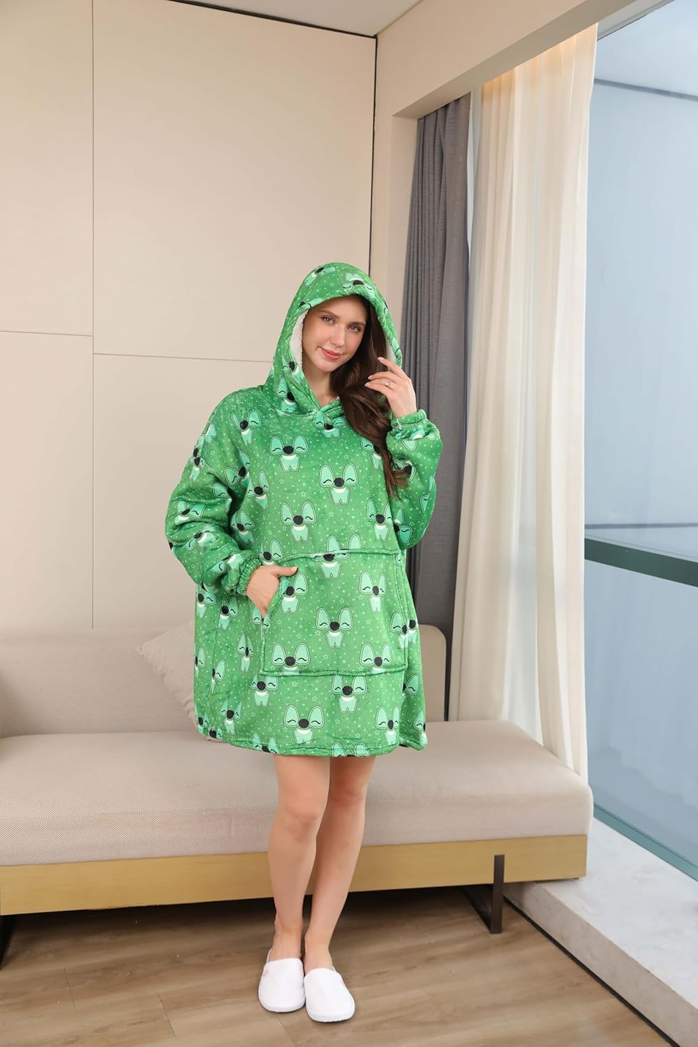 Wearable Blanket Hoodie for Adults, Oversized Sherpa Fleece with Sleeves & Pockets, Soft Hooded Blanket for Men & Women - Image 2