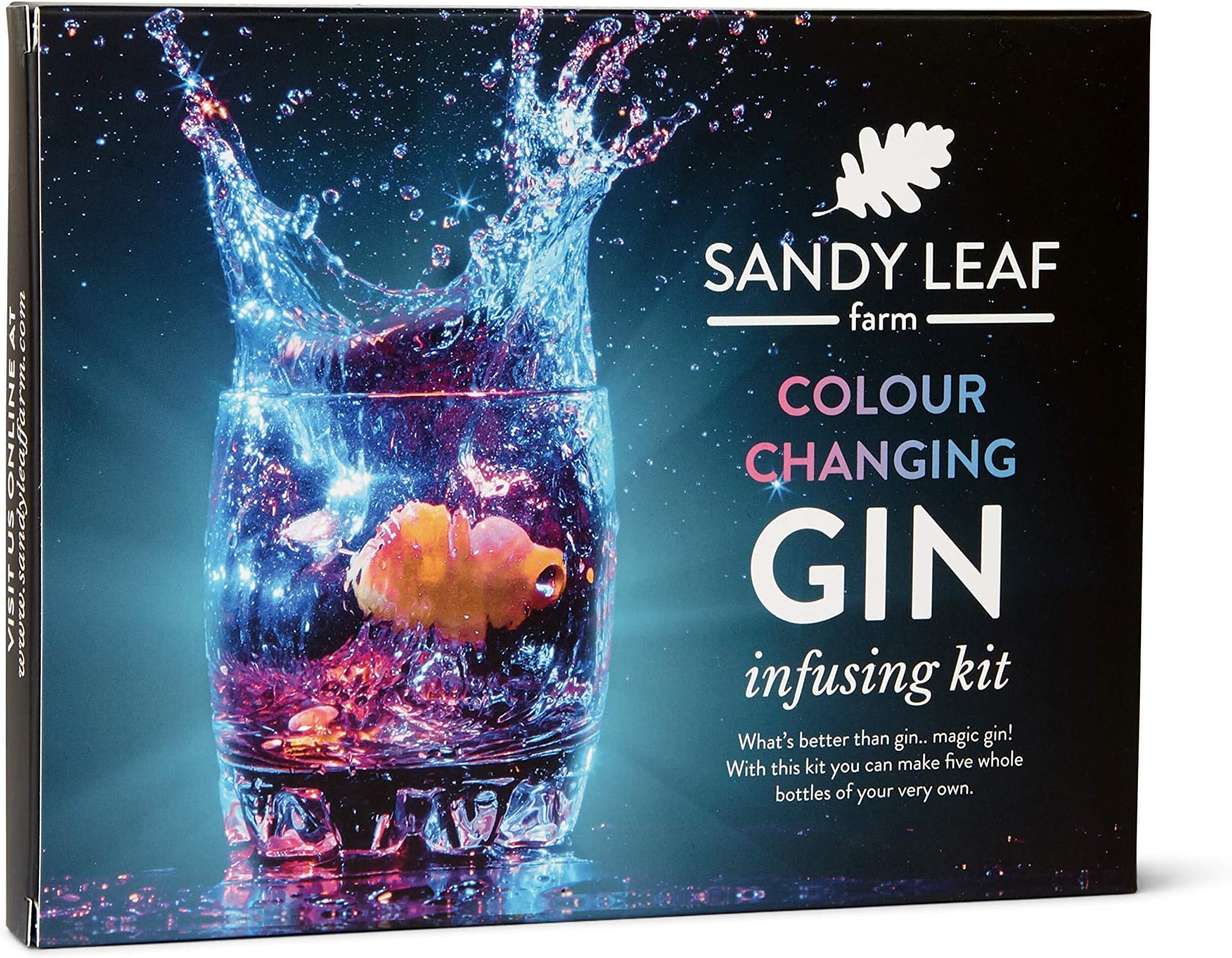 Sandy Leaf Farm Gin Making Kit – 5 Bottle, Colour Changing Infusing Kits – Valentine's Day Gift Gin Gift Sets for Men and Women - Novelty Gifts