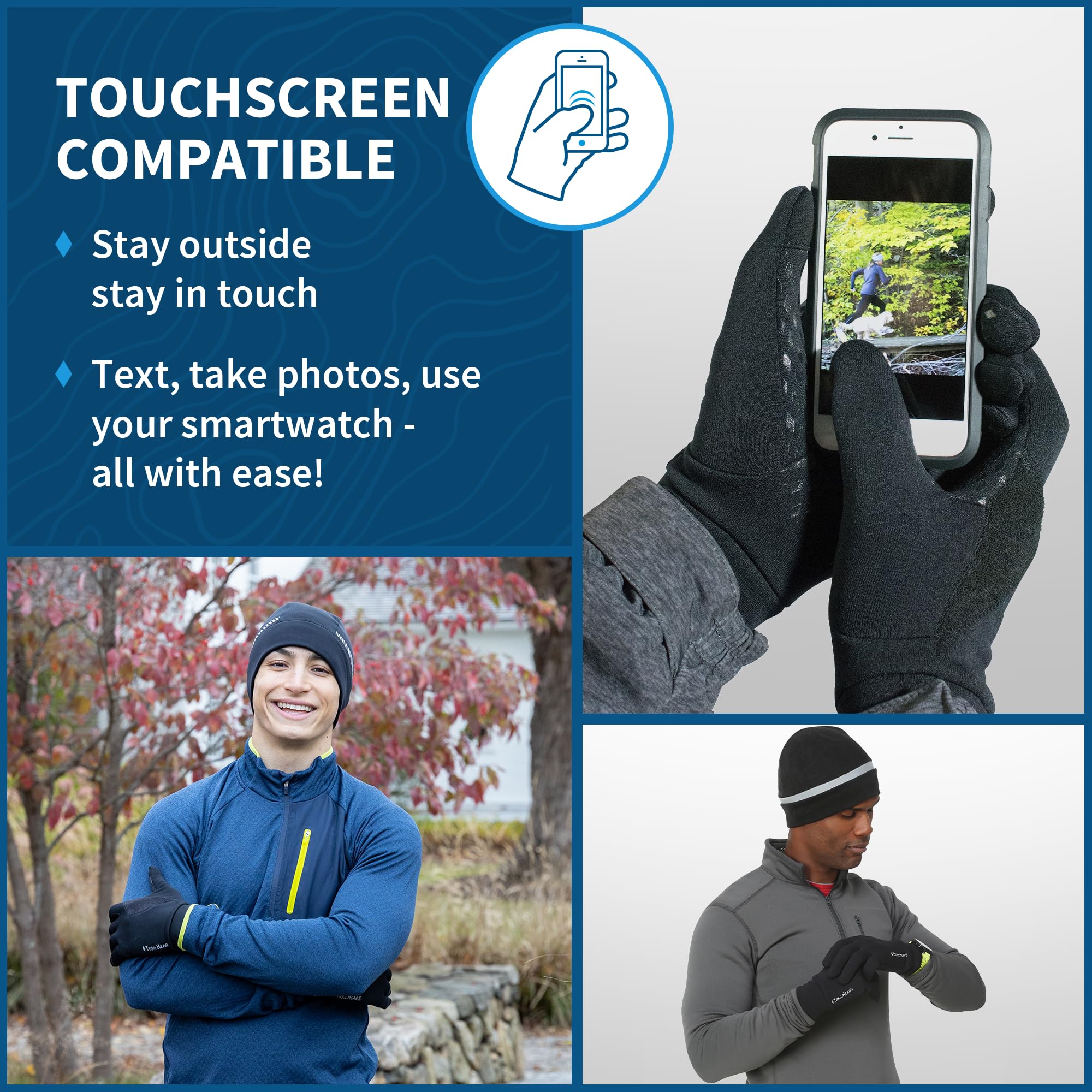 Gants élastiques de course et d’écran tactile, pour homme, par Trailheads