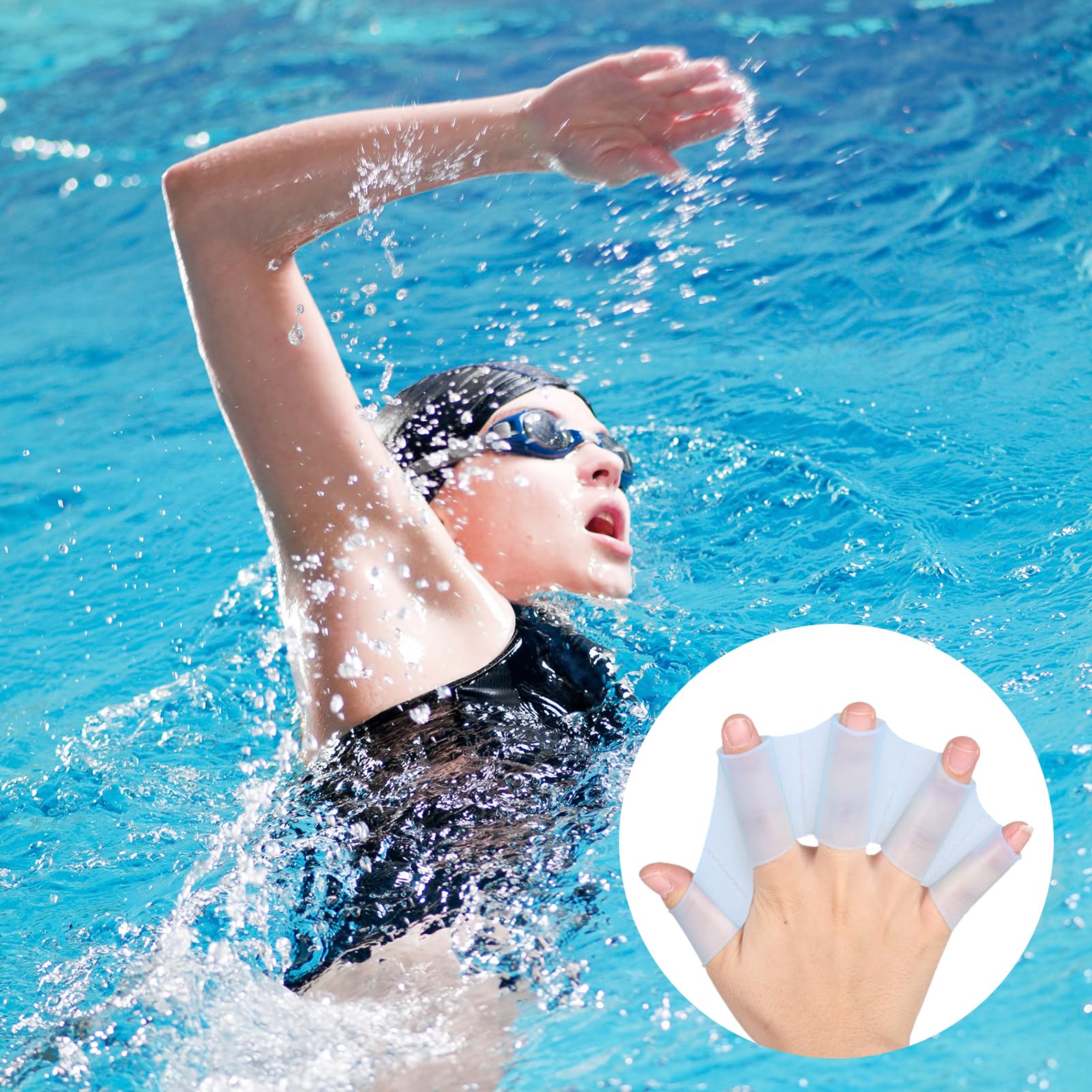 BrightGlow Schwimmhandschuhe - Silikon Schwimmpaddel Für Erwachsene & Kinder, Größen S/M/L