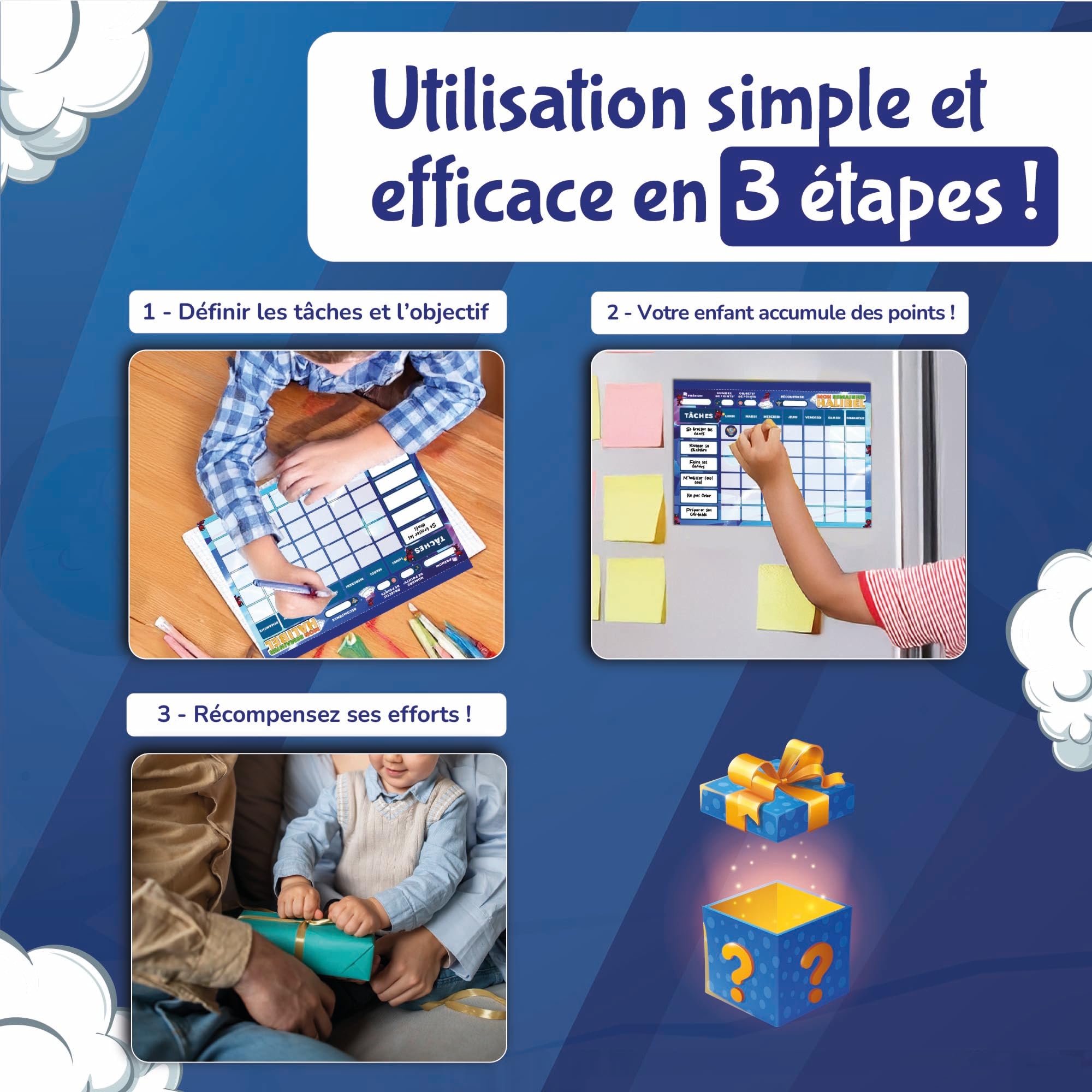 Tableau de Récompenses pour Enfants – Aide l’Enfant dans Son comportement et sa Routine – Tâches Personnalisable + de 1000 Stickers – Semainier pour 6 Mois (24 Pages)