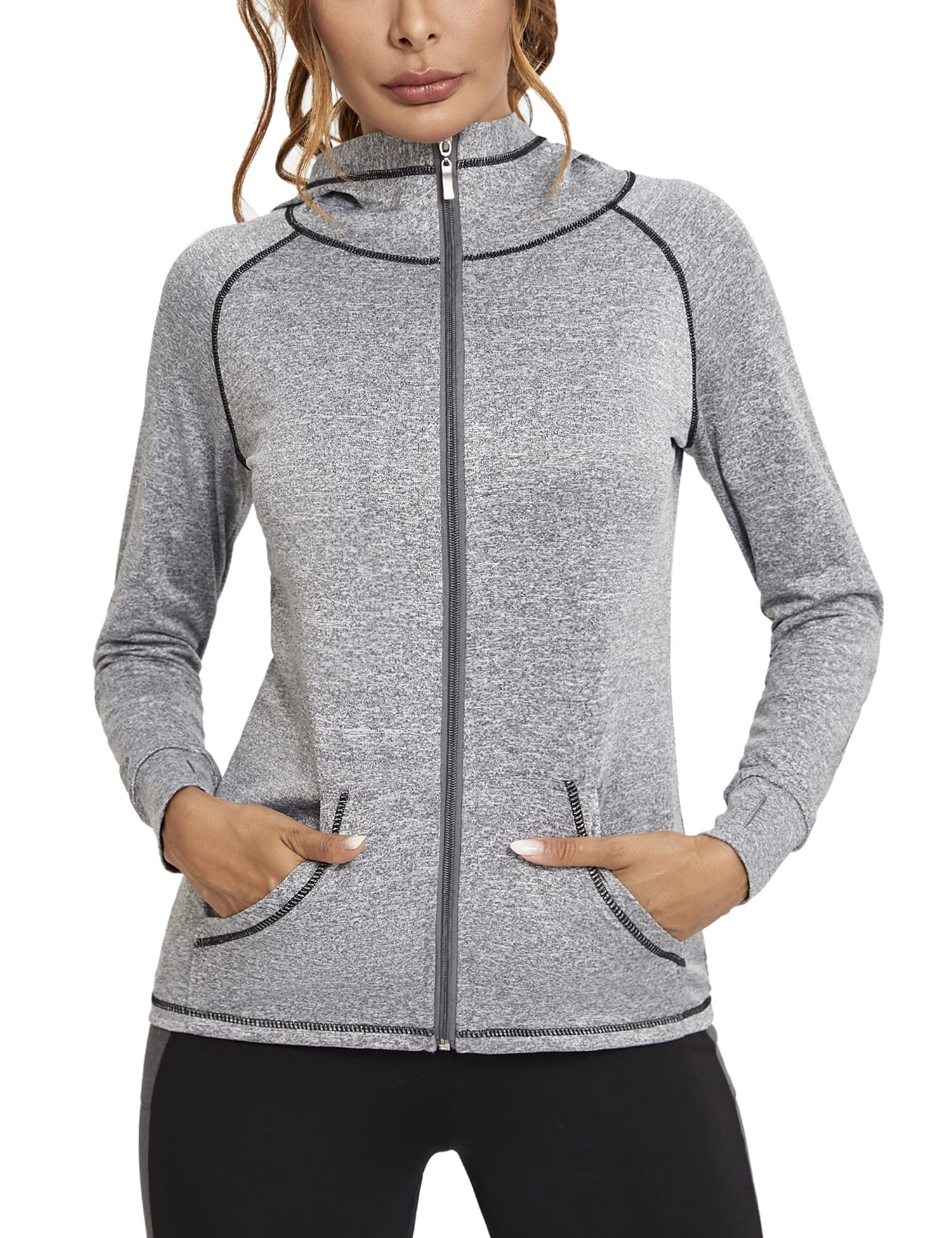 Sykooria Damen Laufjacke Voll Reißverschluss Sportjacke sudadera bebe Mujer - 1