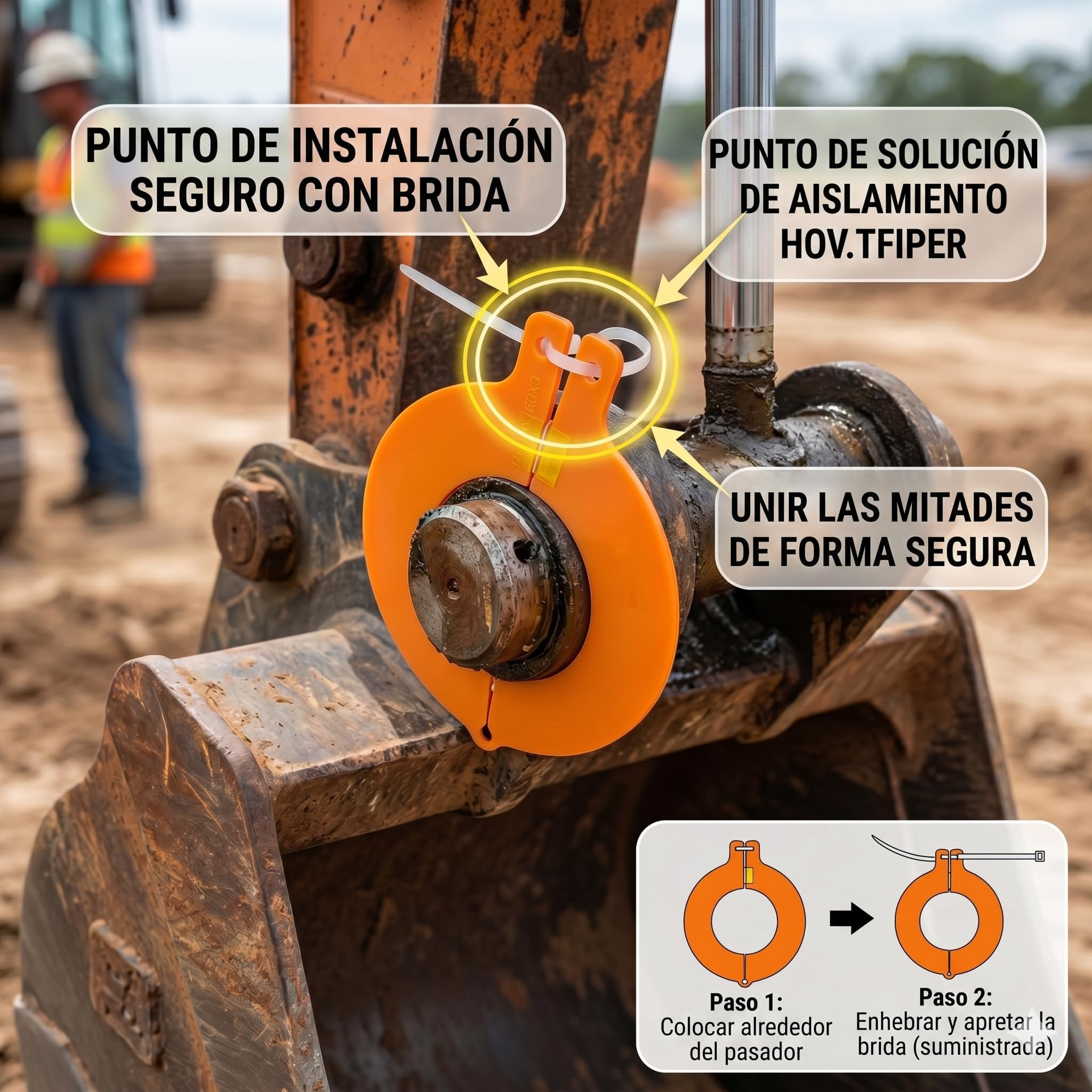 [Paquete de 10] Juego de Arandelas para Pasadores de Cuchara de Excavadora – Ajuste para Pasadores de 50 mm, Grosor de 3 mm, Compatible con Equipos JCB, Kubota, CAT, Komatsu
