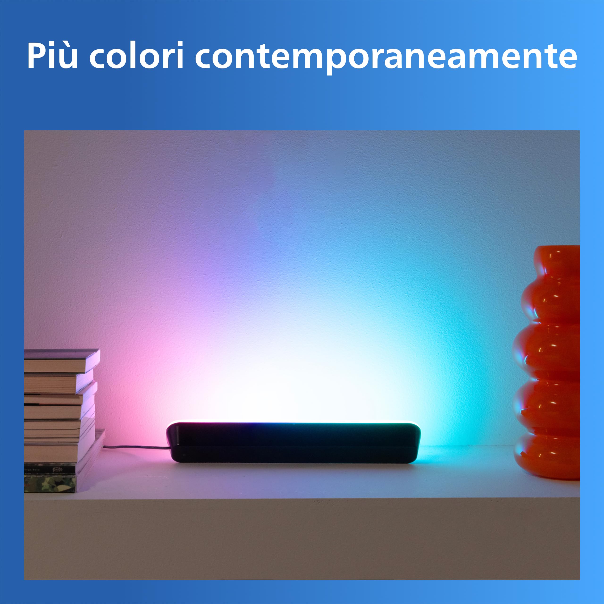 Philips Smart Lighting Gradient Barre Luminose, LED RGBIC, Lampada da Tavolo, Effetti Multicolore, Sinc TV e Musica, Luce Immersiva, Facile da Instal, Connected by WiZ, Alexa, Google Home, Apple Home