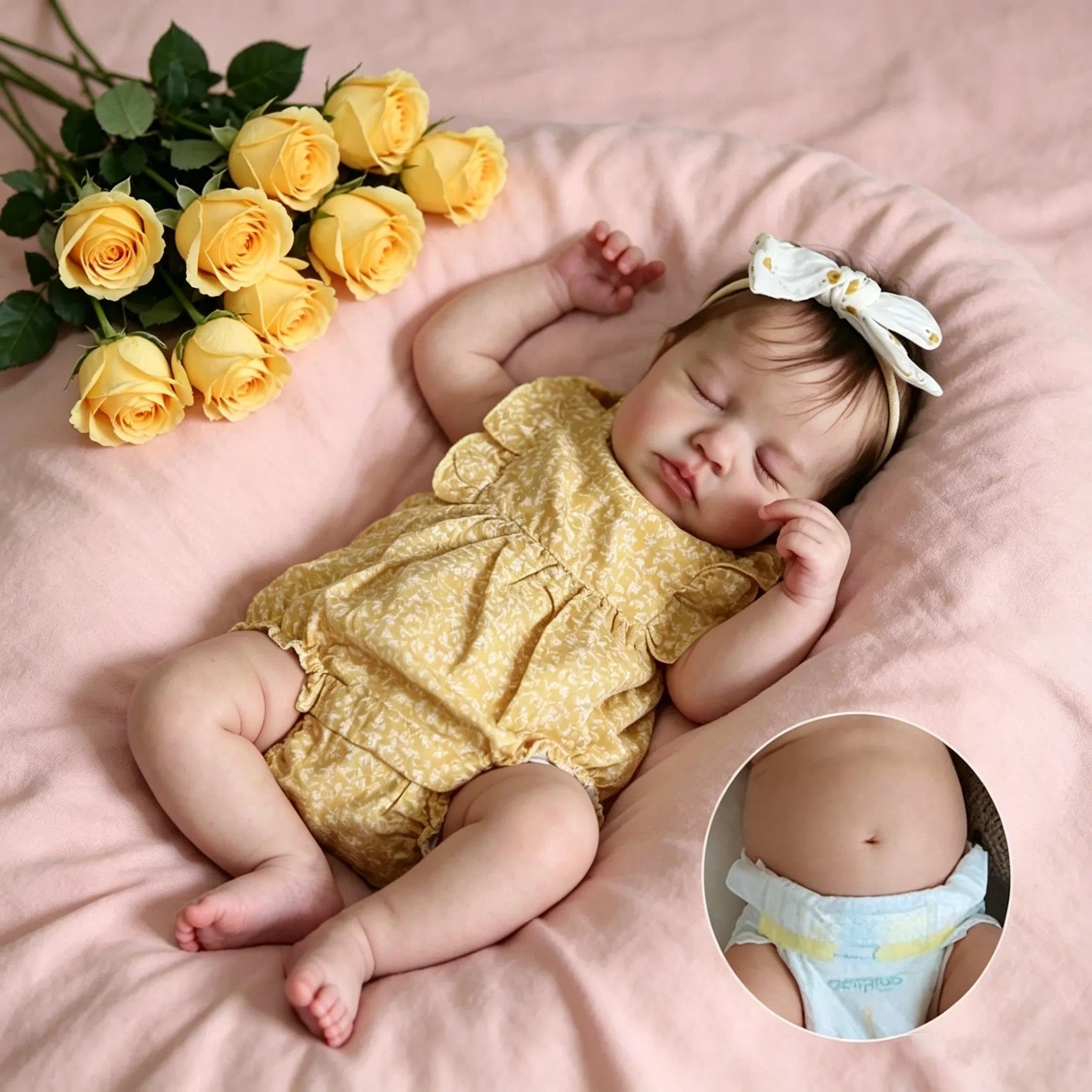 Zero pam Reborn Baby Puppen 20 Zoll Lebensechte Babypuppe Weichkörper Reborn Puppe Mit Haaren Schlafend Baby Puppen Wie Echt Puppe Ab 2 Jahre Mit Zubehör