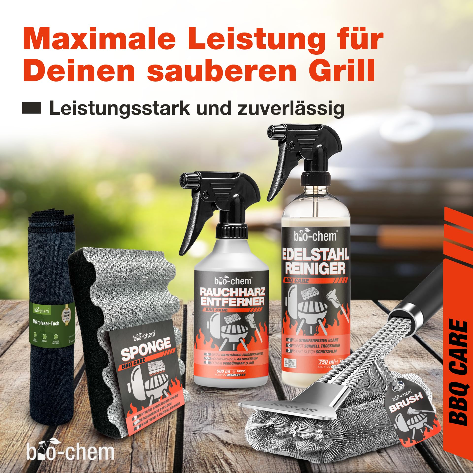 Set Bio-Chem Brosse + Éponge Barbecue - Nettoyage Grills, Fumoirs Et Surfaces Délicates