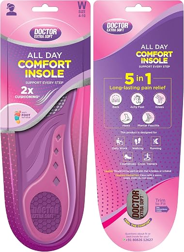 DOCTOR EXTRA SOFT All Day Comfort Triple Gel Trimmable Heel Support Insoles| Orthotic &amp; Plantar Fasciitis| Breathable Heav...