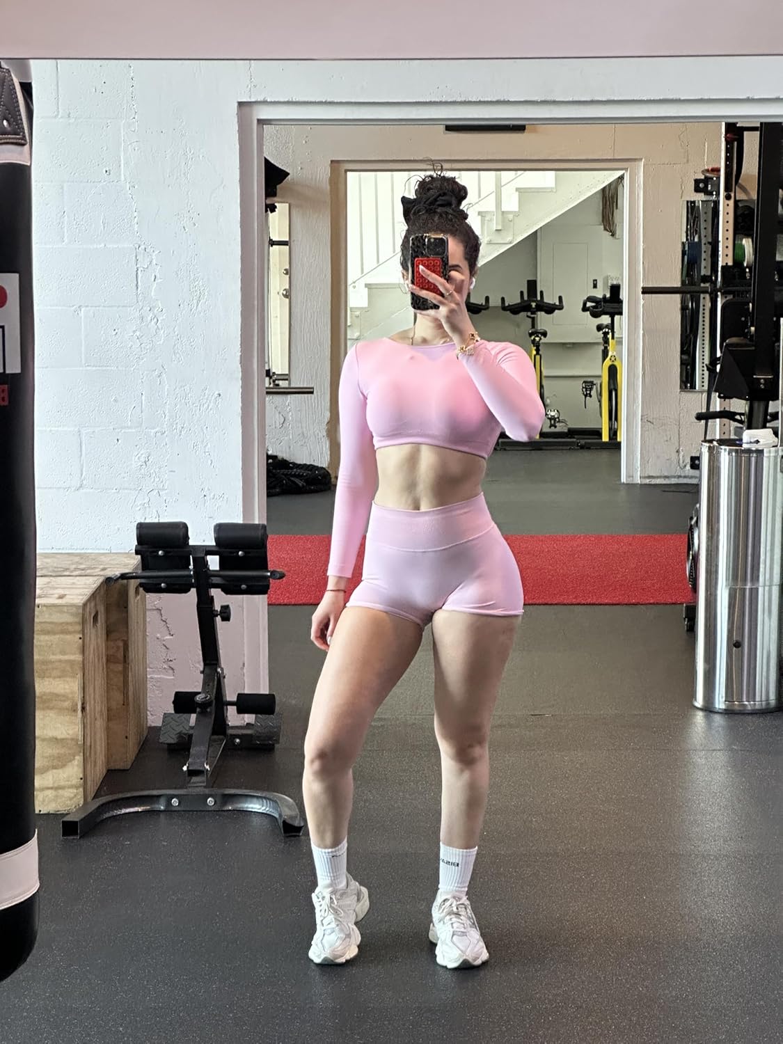 YEOREO Gym Workout Shorts Women Camili High Waisted 5" Without Scrunch Butt Tummy Control Seamless Yoga Shorts - Image 5