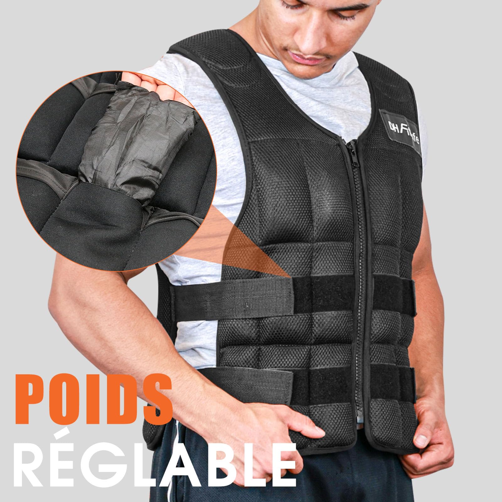 INN® gilet lesté musculation ajustable course homme femme CrossFit boxe