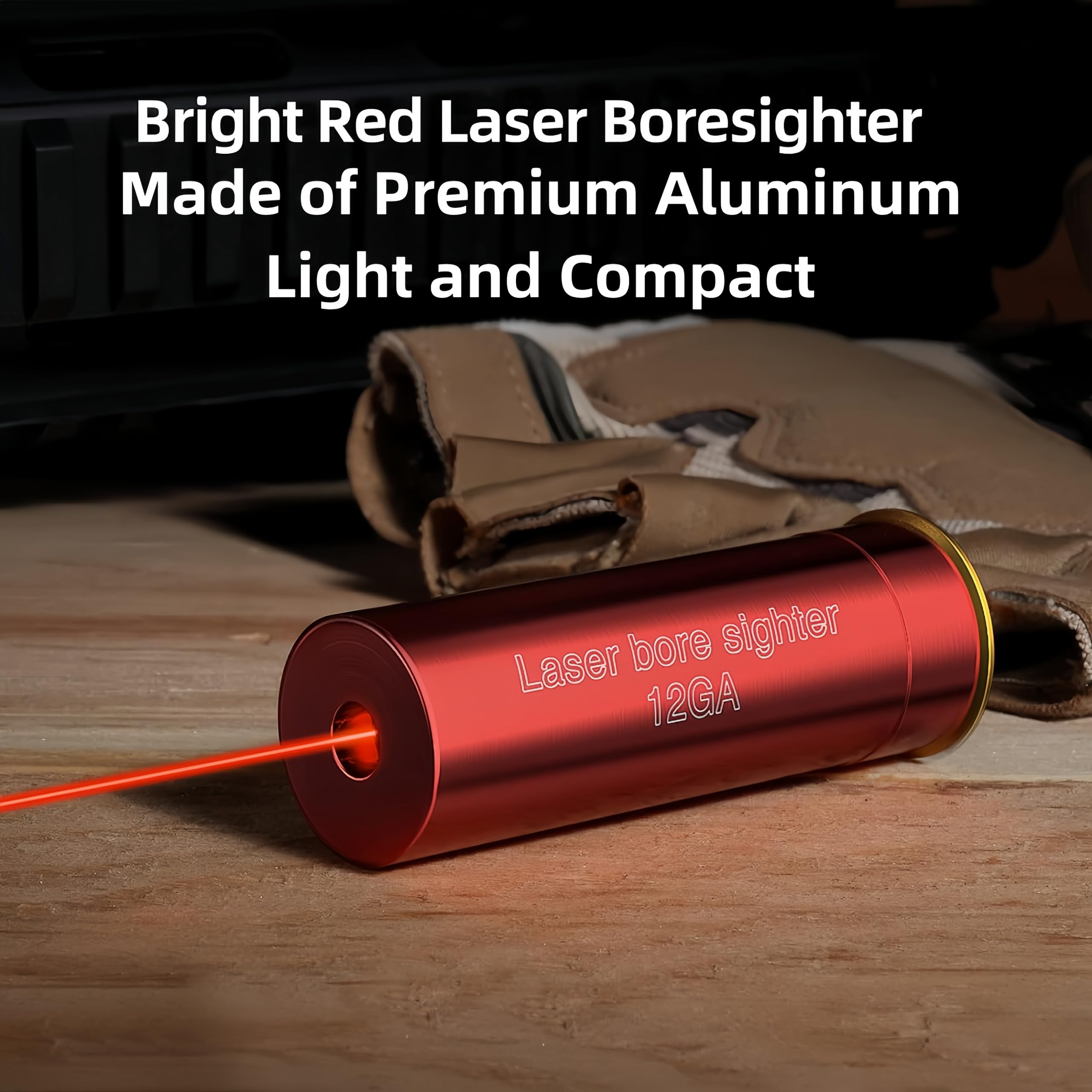 KinZon 12GA Bore Sight Rosso, Red Zeroing Bore Sight, Red Dot con 2 set di batterie, per airsoft, caccia