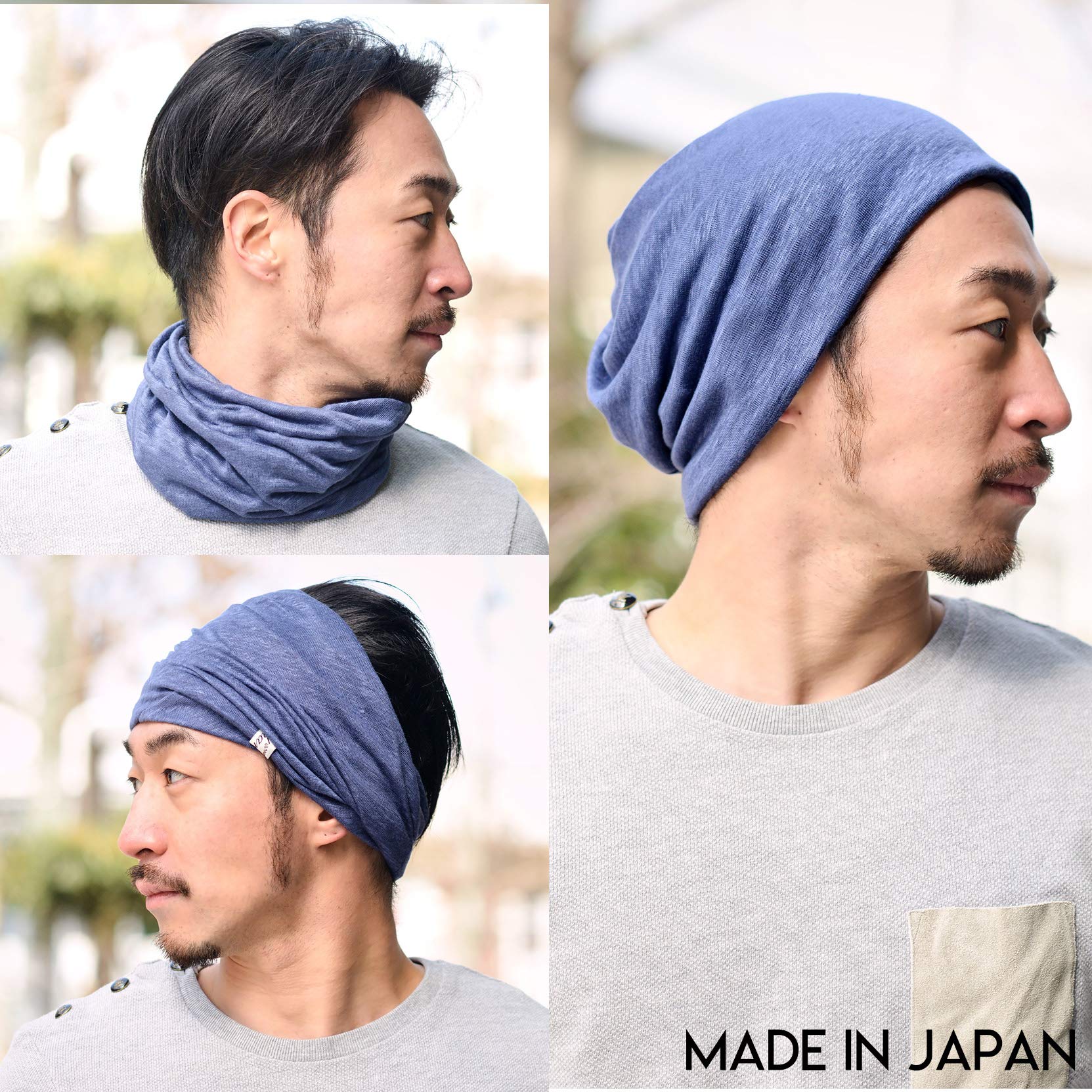 CHARM 100% Lino Beanie Berretto Headband Scaldacollo 3 Usa Estate Cappello Fatto In Giappone Unisex Beige