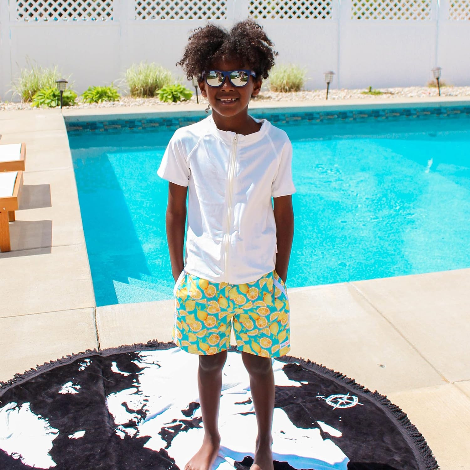 SwimZip UPF 50+ Neon Short Sleeve Rash Guard for Boys & Girls