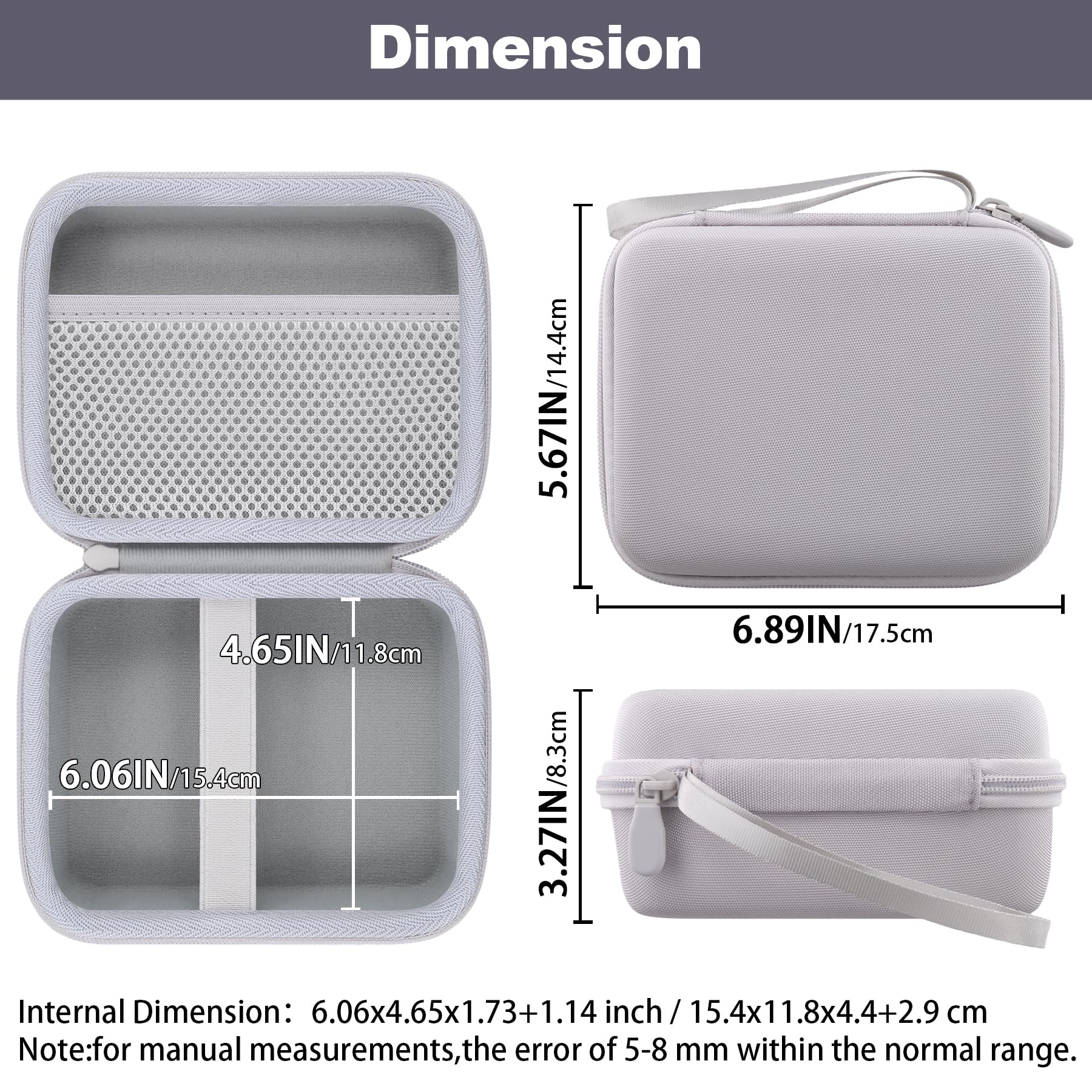 Khanka Estuche Rígido para Nelko PP01 Mini Impresora Portátil | Compatible con Nelko PP01 Mini Impresora Portátil;estuche rígido de almacenamiento,Blanco,Solo Estuche