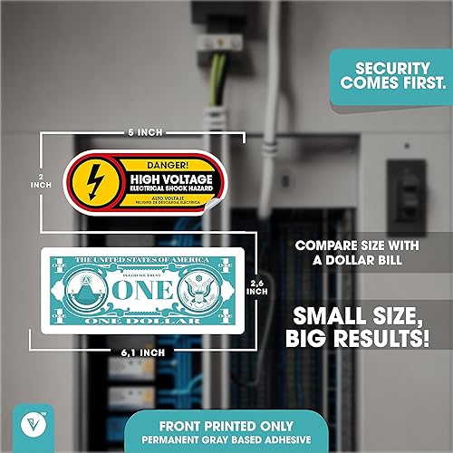 Miniatura 3 de Bilingual Danger - Adhesivo de alto voltaje  Pegatina pequeña de peligro de descarga eléctrica  Vinilo mate permanente  1 paquete de calcomanías de