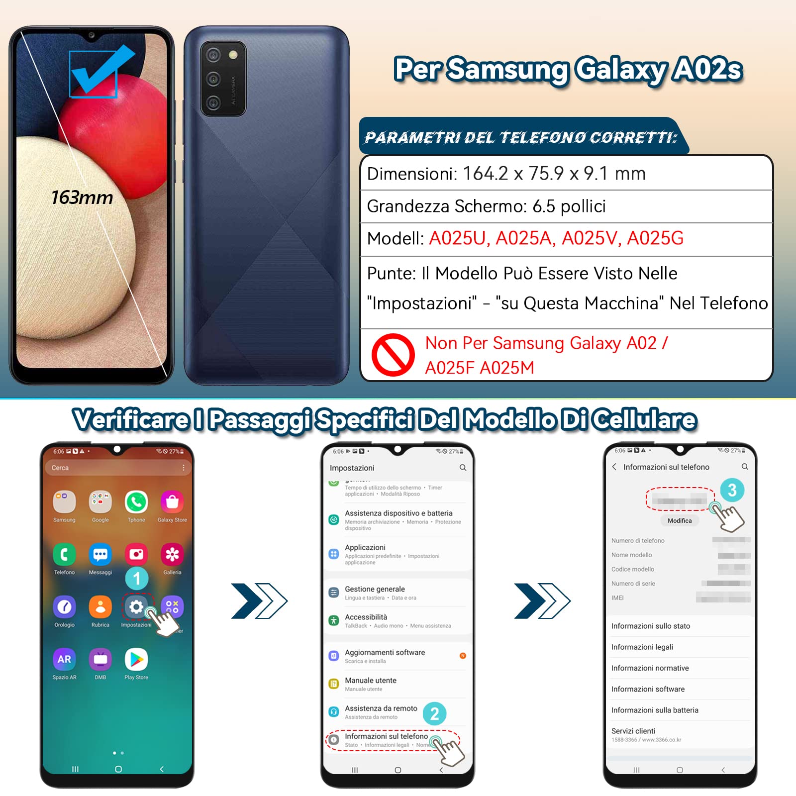 RongZy Schermo per Samsung Galaxy A02s A025G A025U A025A A025V/M02s LCD Display Touch Screen Digitizer Parti di Ricambio di Riparazione con Strumenti(163mm,Nero)