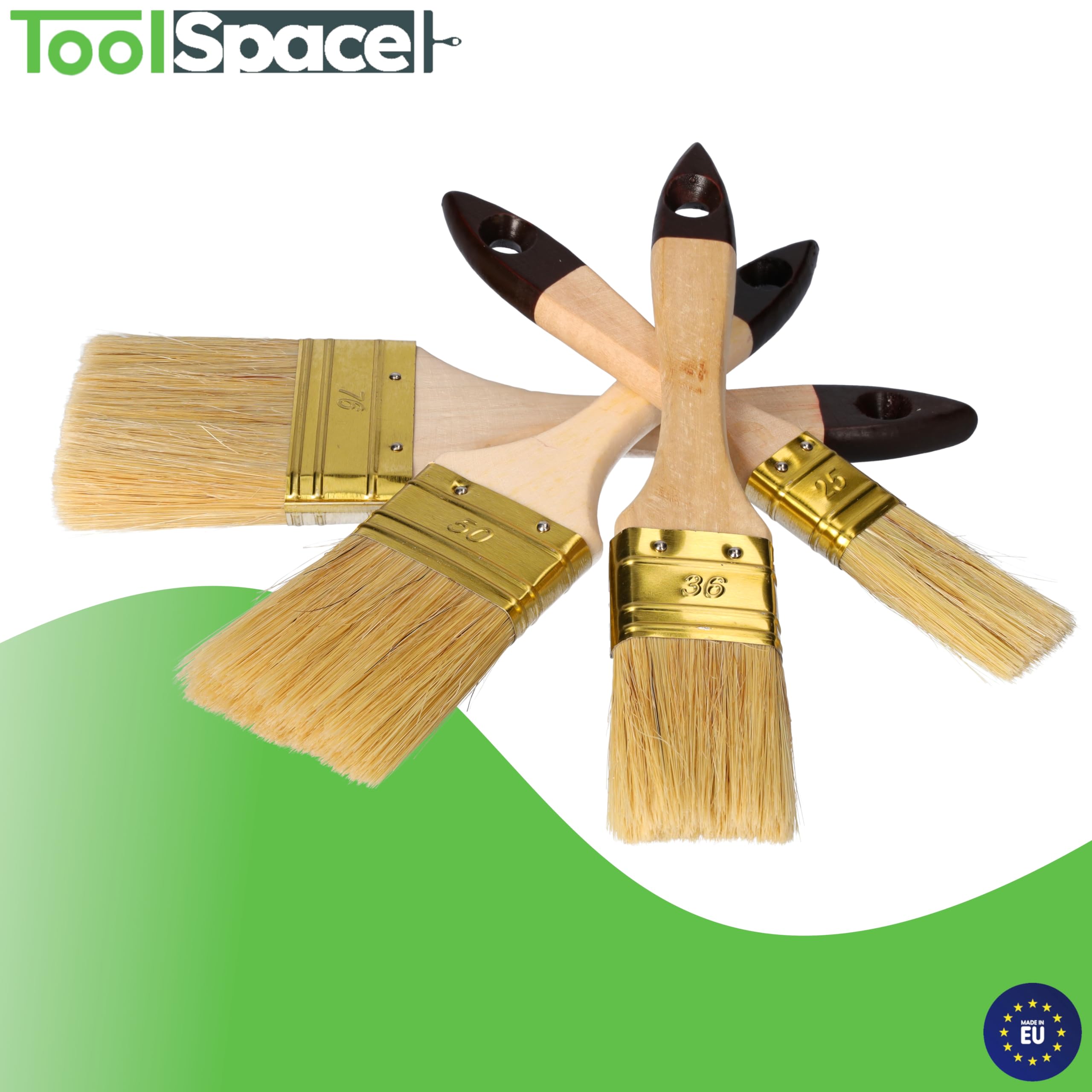 ToolSpace Pędzle Angielskie Profesjonalne 25mm/ 36mm/50mm/76mm pędzel malarski – do farb, lakierów, gruntów i emalii – idealne do domu warsztatu i zastosowań profesjonalnych – wszechstronne trwałe