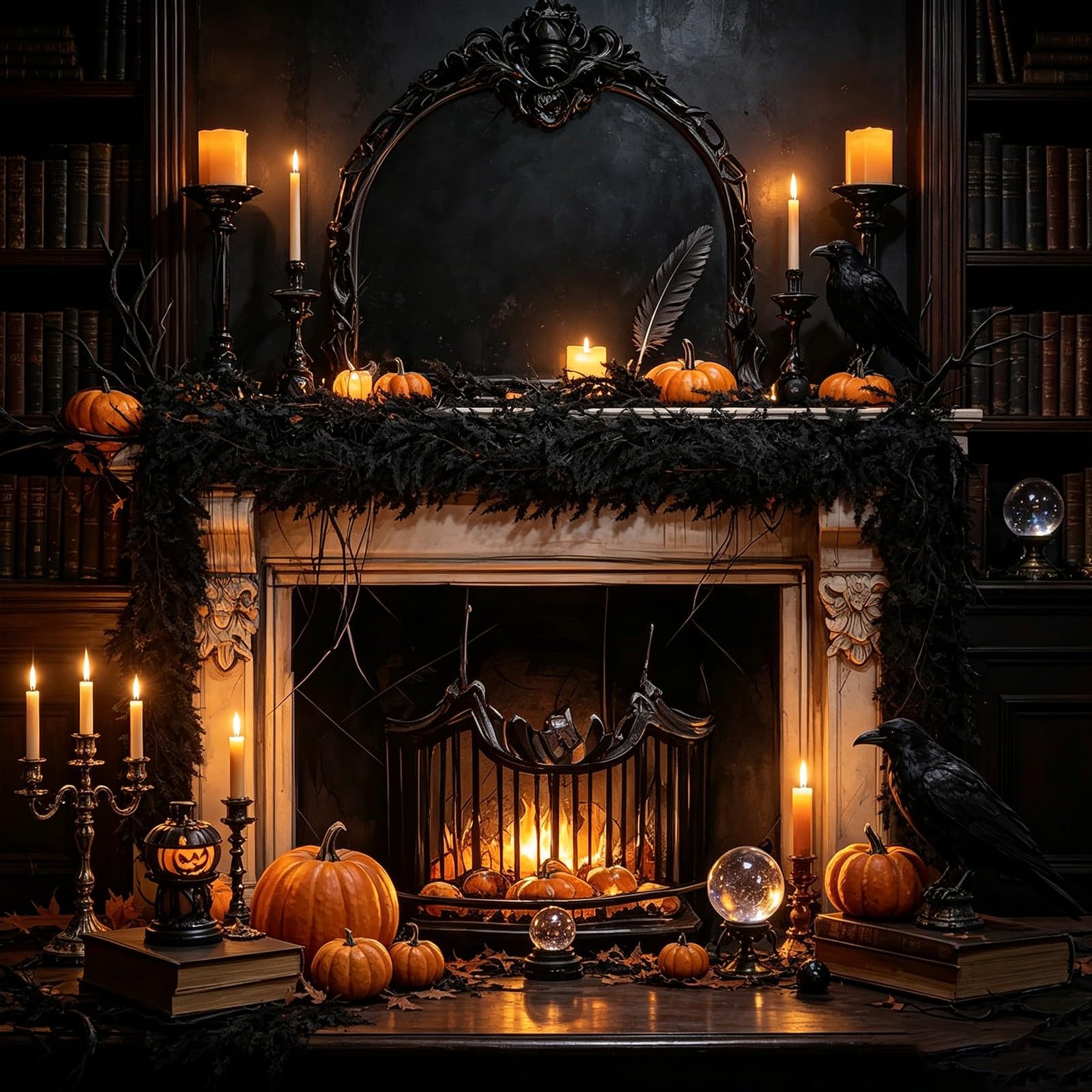 Künstliche Halloween-Girlande Schwarz Gotische Blätterranke 270CM