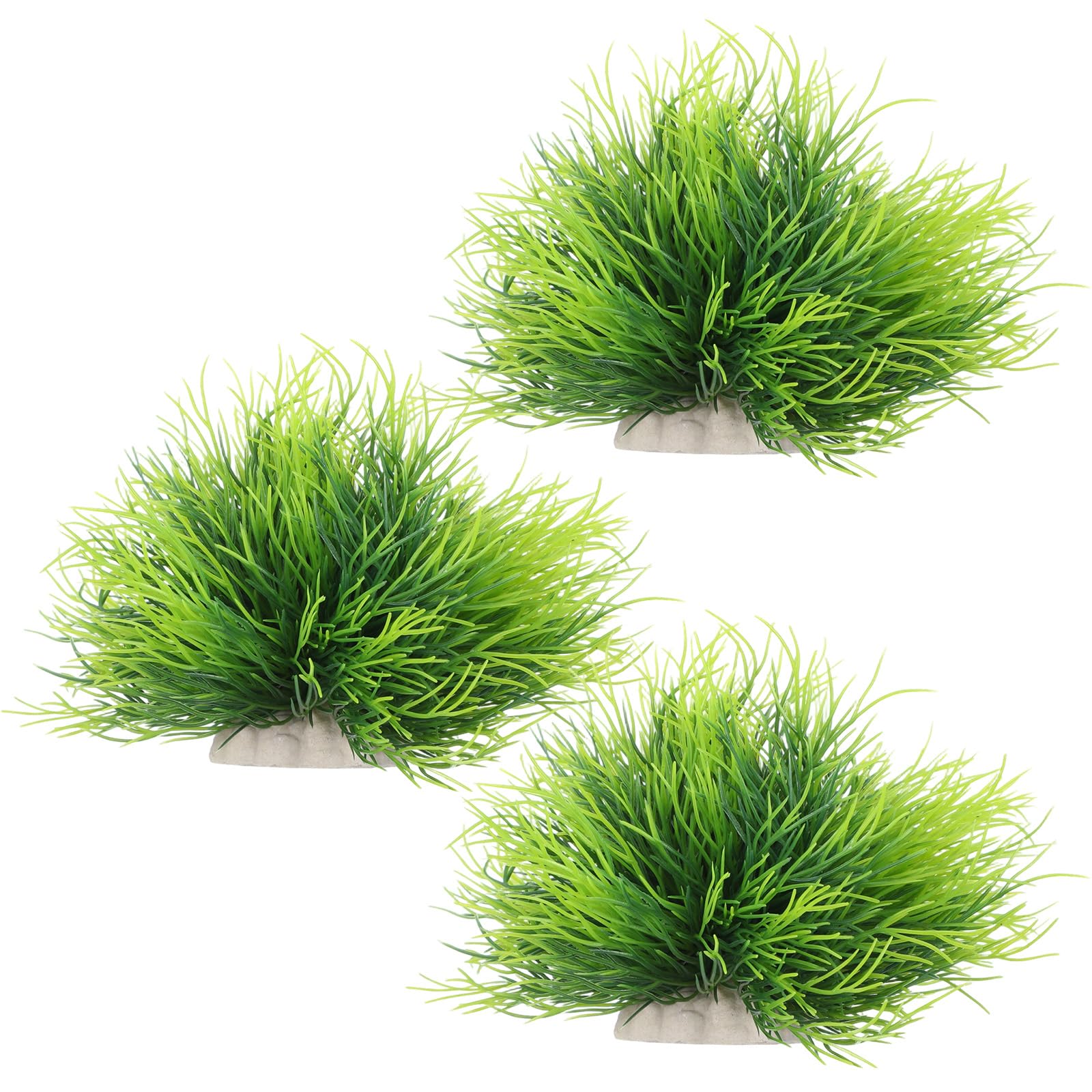 Fiyooau 3 Pack Fish Tank Plants Artificial Aquarium Plants Small Plastic Aquarium Grass with Weighted Base Fish Tank Decorations for Betta Aquascaping Reptile Terrariums