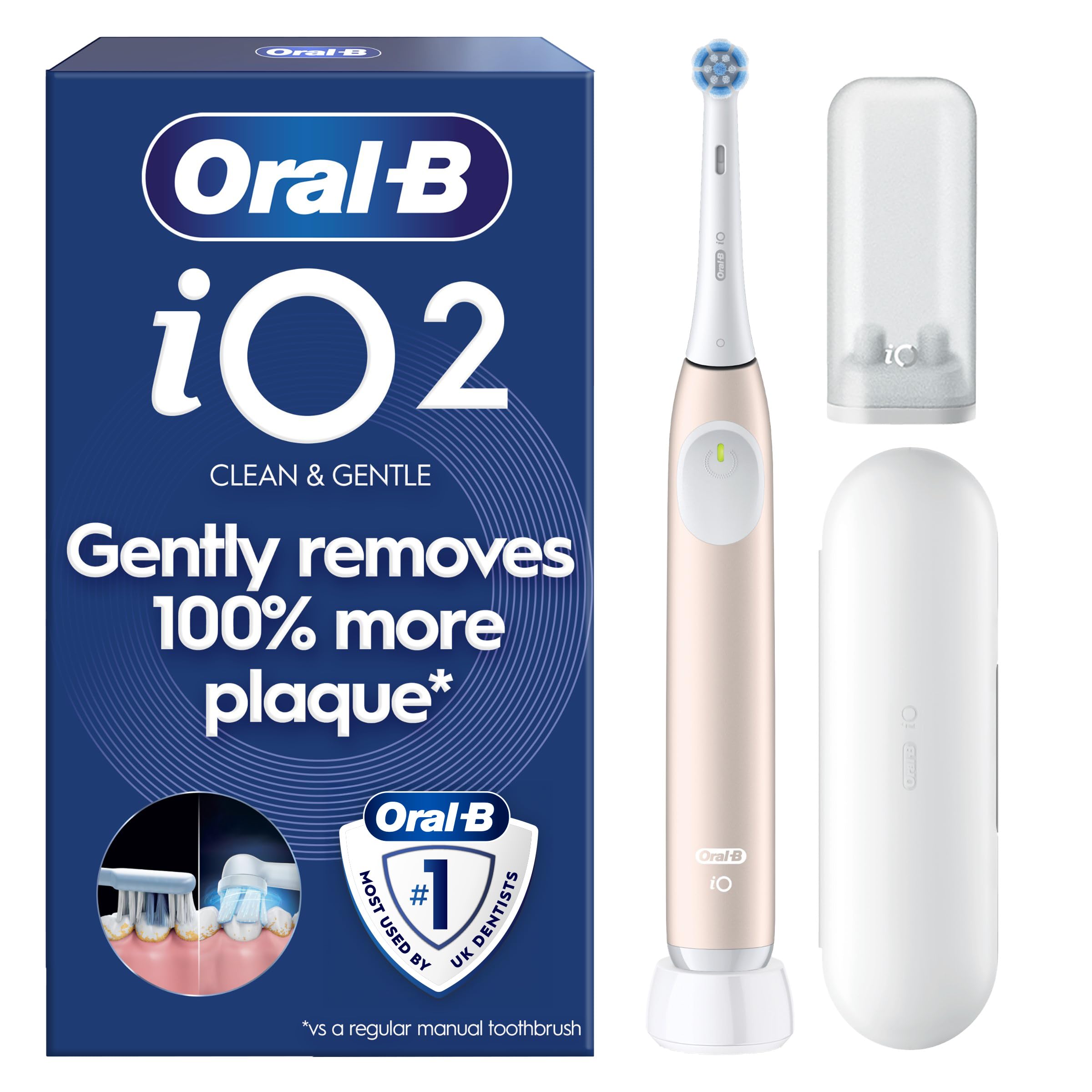 Oral-B iO2 Electric Toothbrush for Adults, Calm Pink, with Travel Case