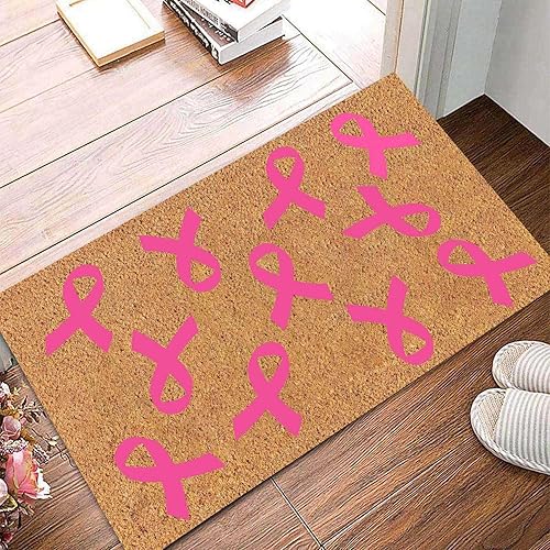 Miniatura 2 de Tapete para puerta exterior, tapete para puerta de entrada interior, divertido, lavable, de 23 x 16 pulgadas, para concientización sobre el cáncer