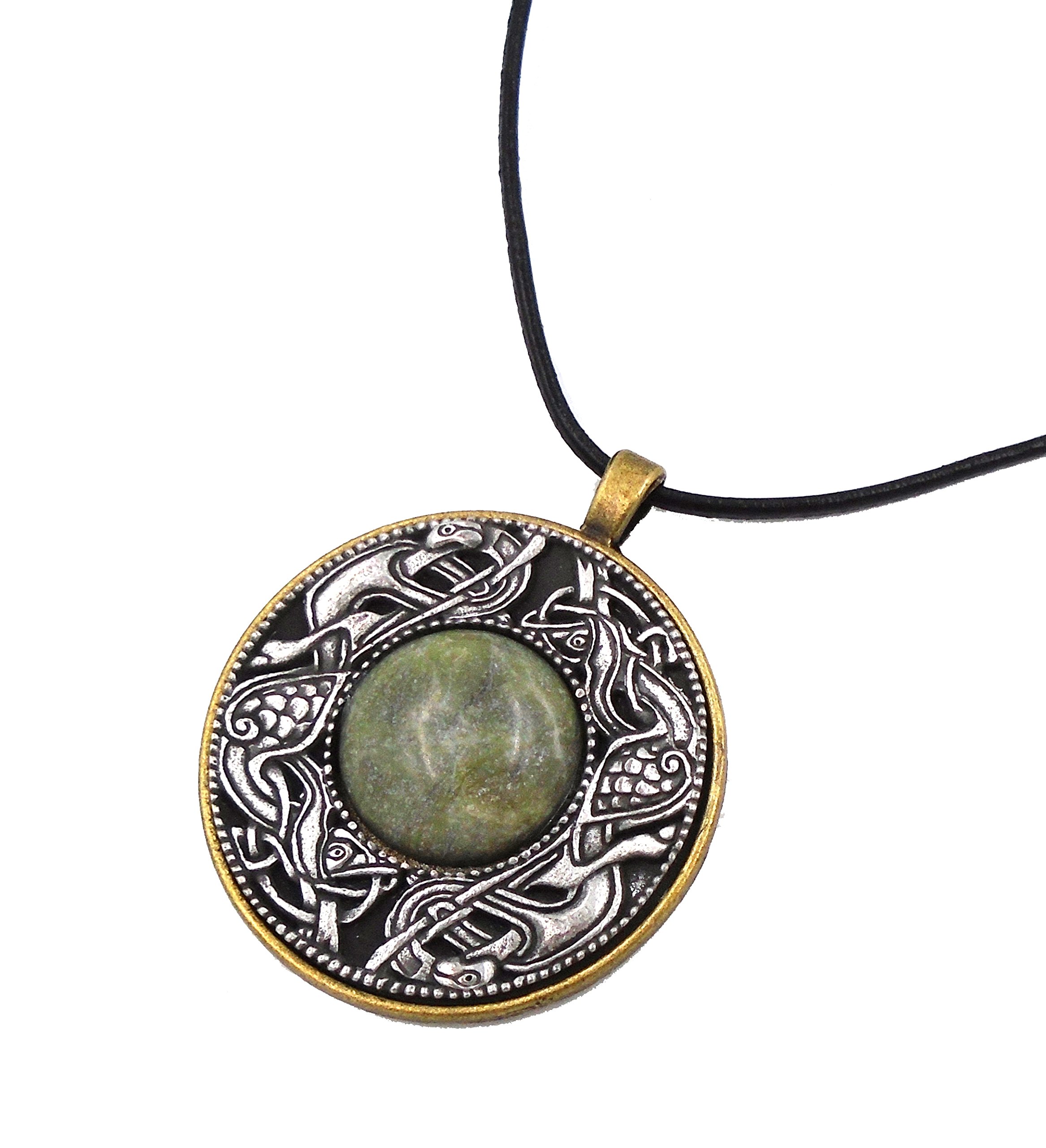 Connemara Irish Marble & Mullingar Pewter: Round Pendant Necklace
