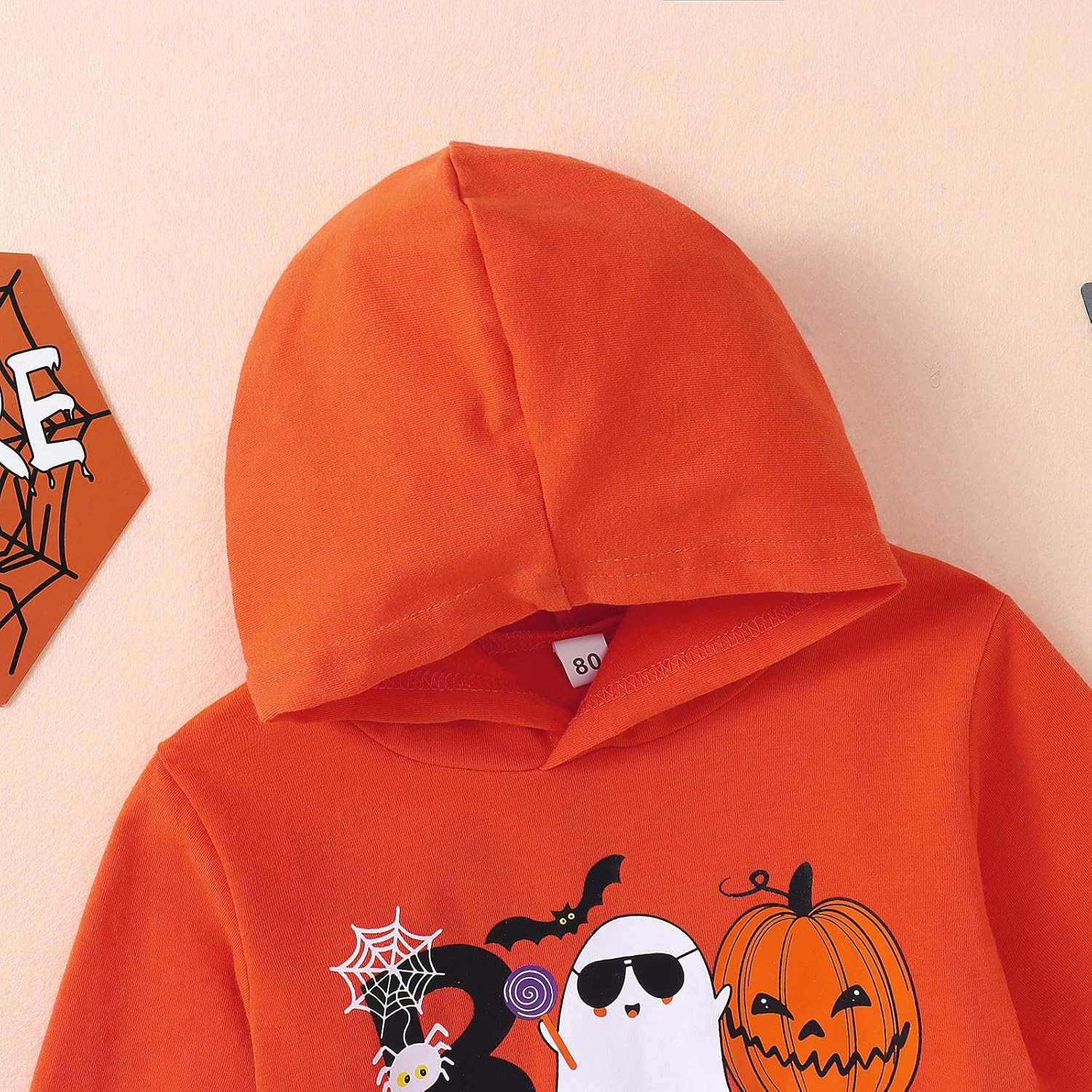 Ritatte Baby Boy Halloween Outfit Long Sleeve Pumpkin Ghost Hoodie Sweatshirt Top Pant Toddler Fall Winter Clothes Set