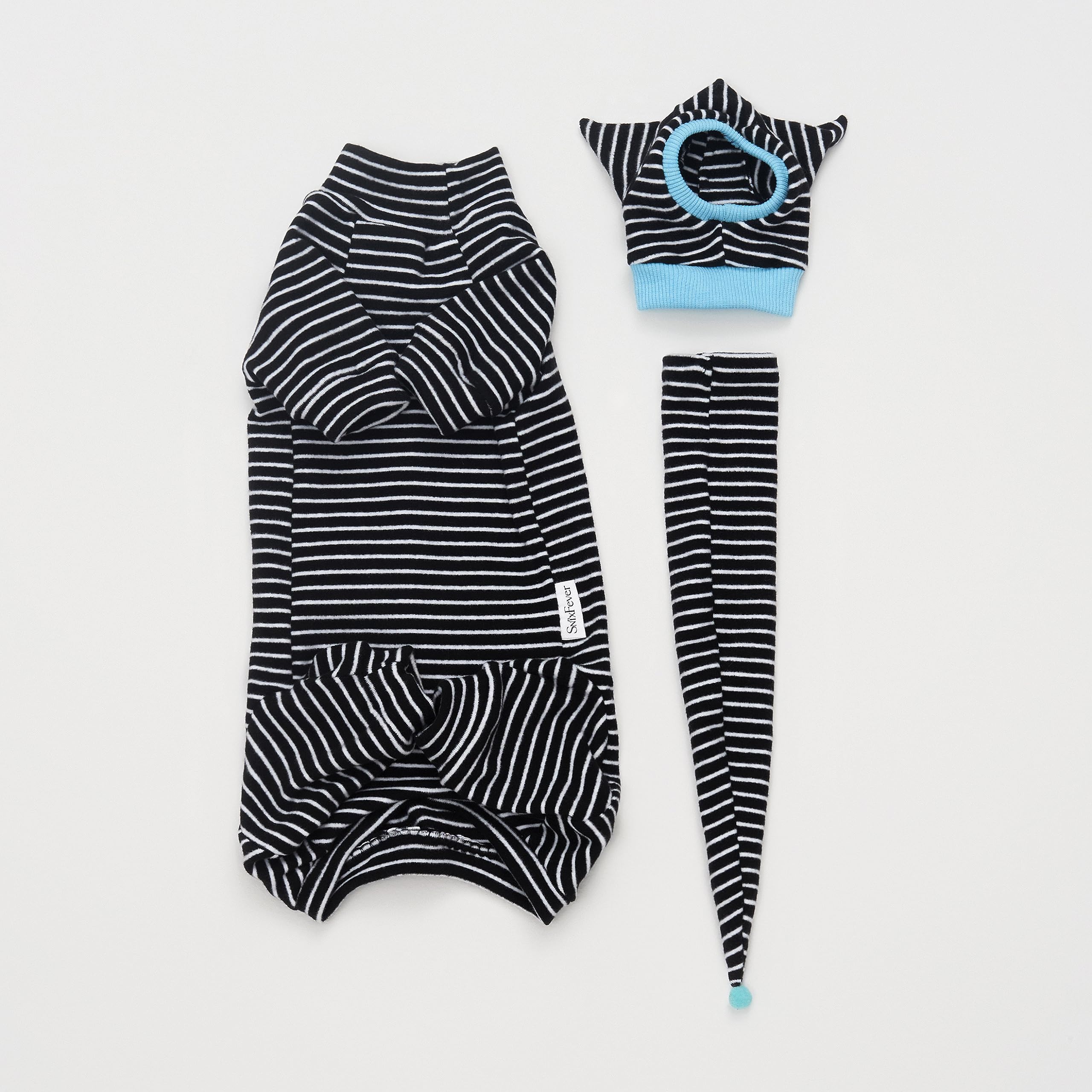 Sphynx - Conjunto de camisa transpirable con diseño de rayas negras para gatos, sombrero y camisa para mascotas, Blanco, M