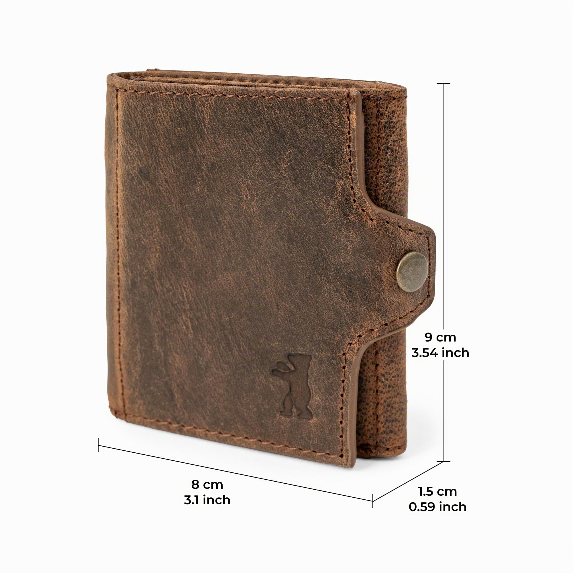 Berliner Bags Hamburg Cartera Mini de Cuero para Hombre con Monedero, RFID | Marrón Billetera De Piel De Búfalo Slim 8 Tarjetas Ventana Dni Ficha Carrito Protección Nfc Estilo Vintage Único Y Elegante