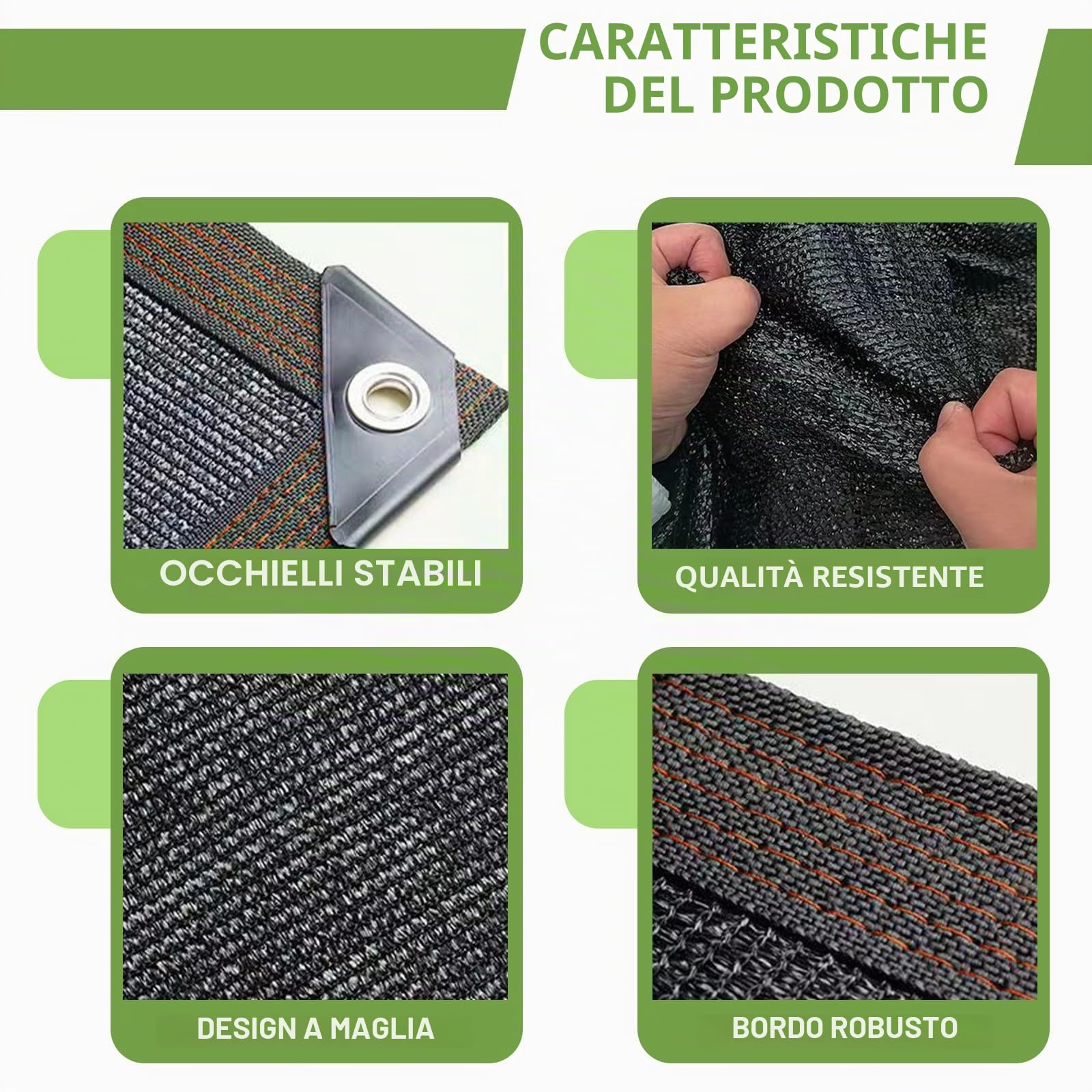 Rete di ombreggiatura 3 x 5 m, rete parasole per terrazze, giardino, 40% tenda parasole con occhielli, leggera e resistente, per balcone, pergolato, serra, giardino