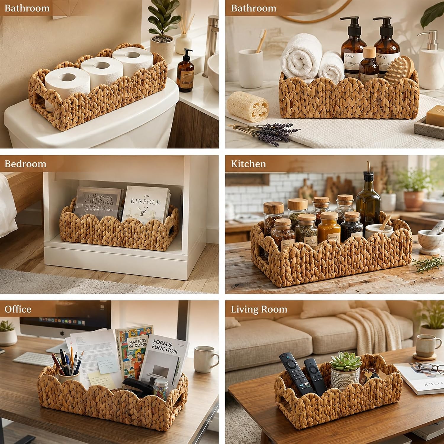 Toilet Paper Basket for Bathroom Scalloped Wicker Baskets Back of Toilet