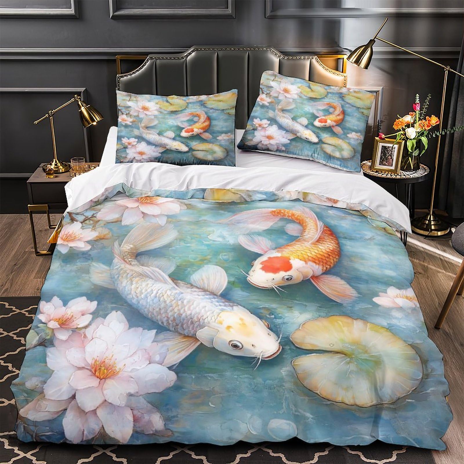 Parure de lit koi imprimé 3D pour un sommeil doux et réparateur