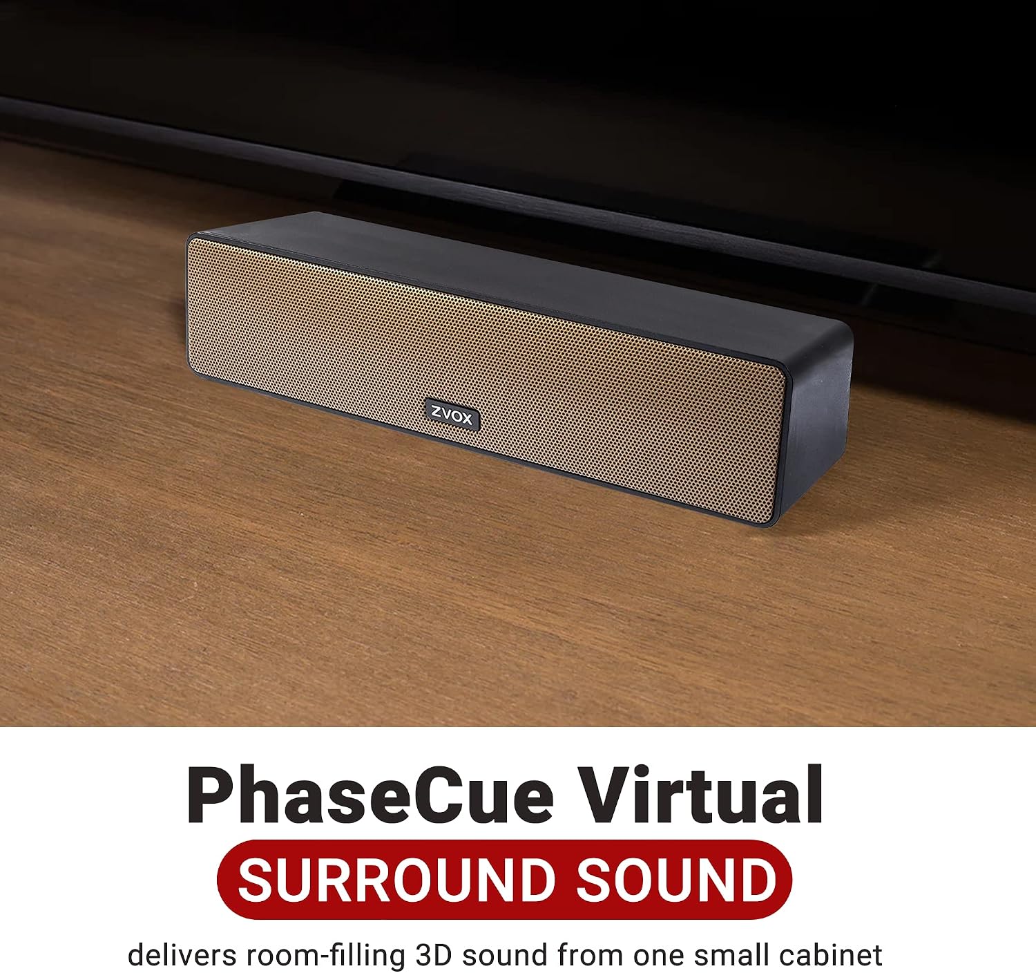 ZVOX Dialogue Clarifying Sound Bar with Patented Hearing Technology - TV Sound Bar with Six Levels of Voice Boost - Home Theater Audio TV Speakers Soundbar - AccuVoice Soundbar for TV - AV102 Bronze
