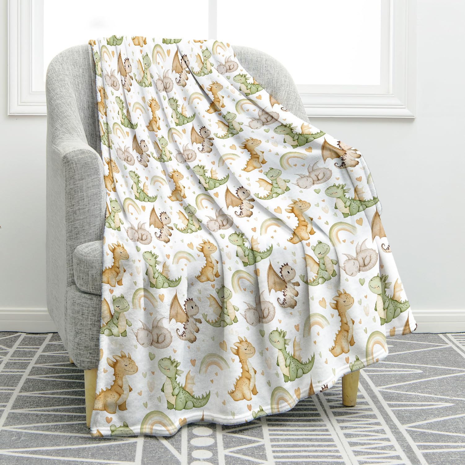 Jekeno Cute Dragon Rainbow Blanket Gifts