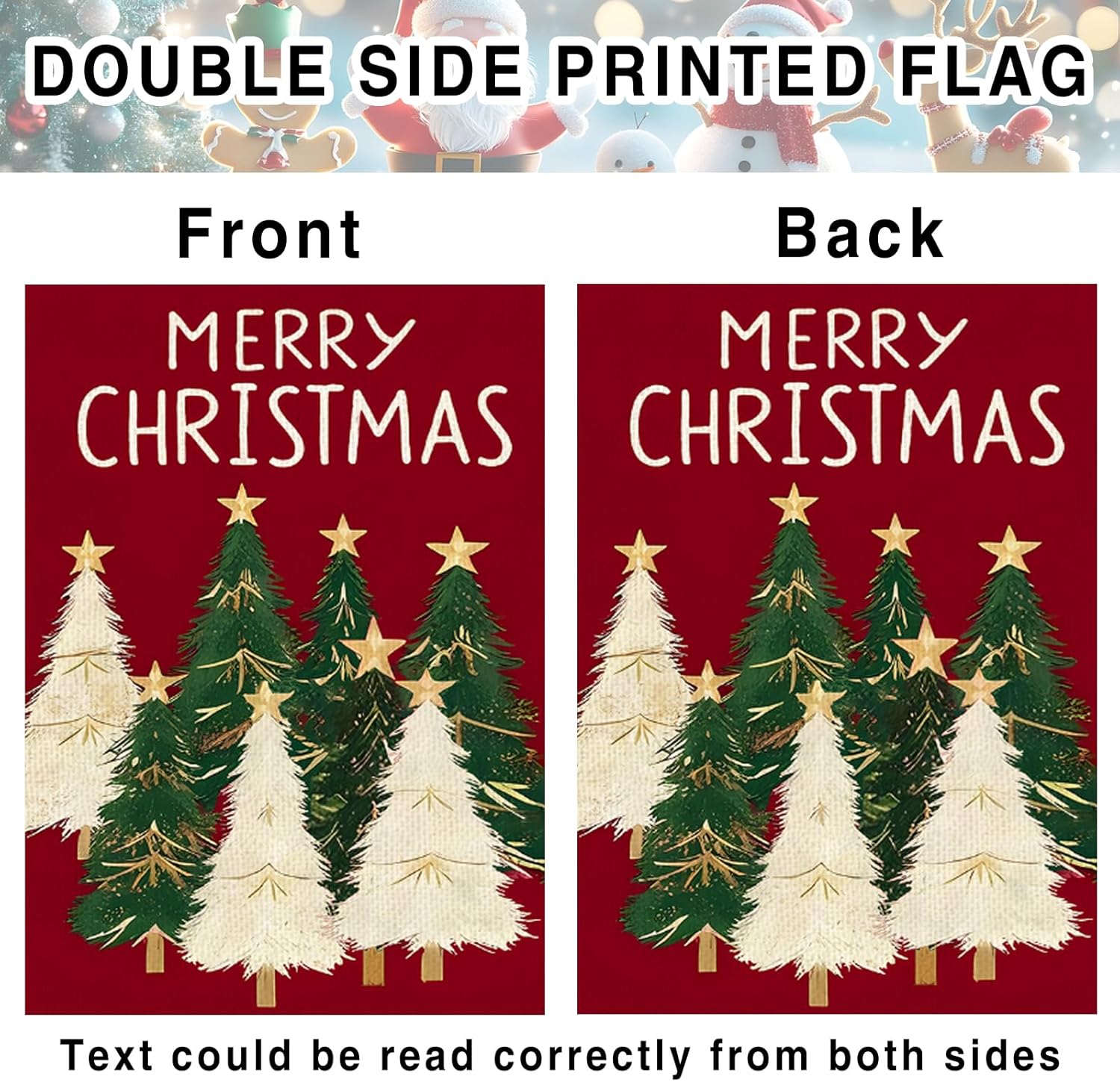 Merry Christmas Garden Flag 12x18inch Christmas Tree Snowflake Vertical Double Sided Winter Yard Lawn Decor Holiday Yard Flag Red Garden Flag Outdoor House Decoration - Image 3