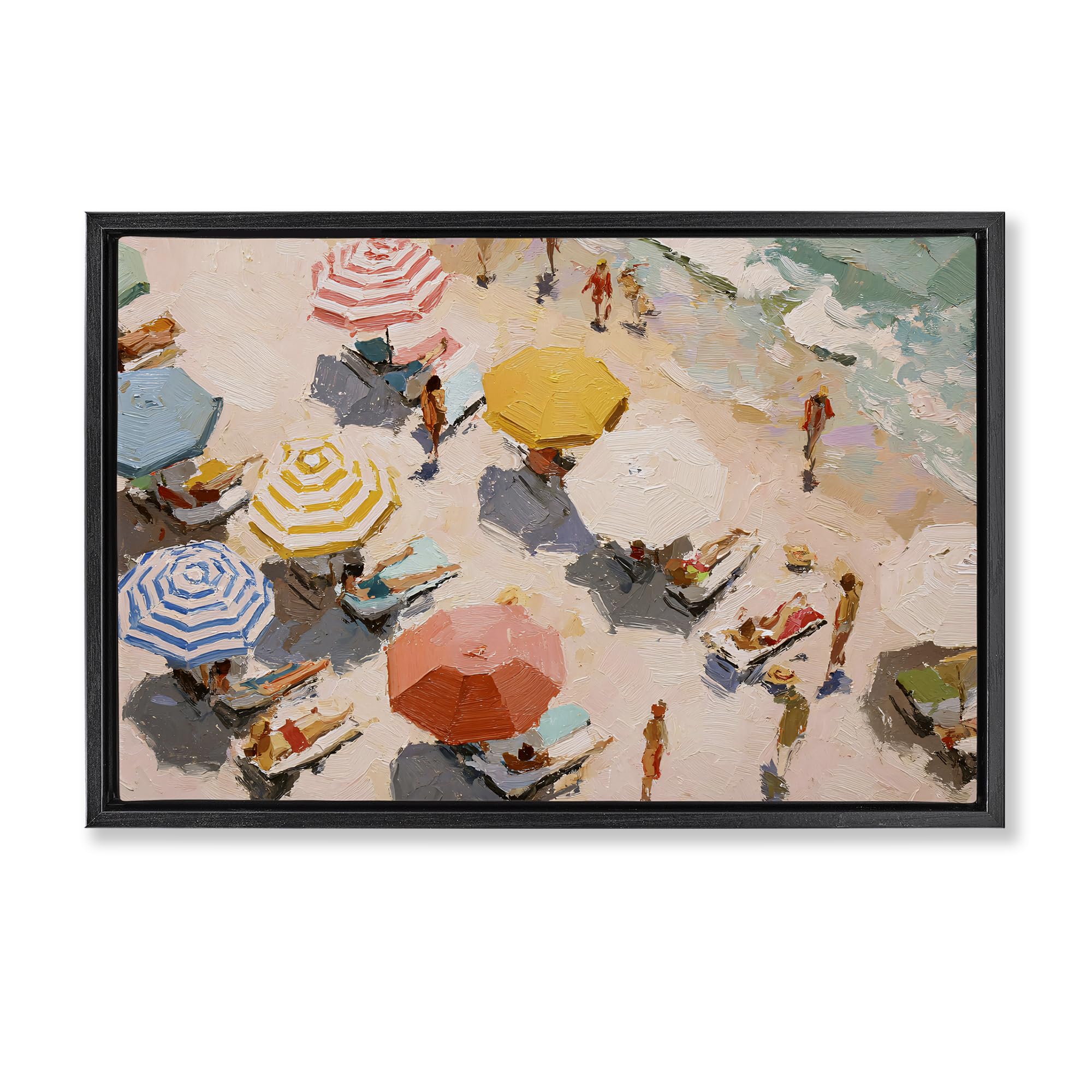 Stupell Industries Jet Black (Matte) 'Summer Beach Fun Expression'| Floating Frame Canvas Art