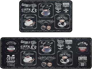 LEEBEI Tappeti da Cucina Lavabili Antiscivolo,Zerbini Cucina Camera da Letto Bagno Zerbini Tappeti e Moquette per Ambienti Interni(2 Pezzi) (Classical-Tea, 15.7 × 23.6 Pollici + 15.7 × 47.2 Pollici)