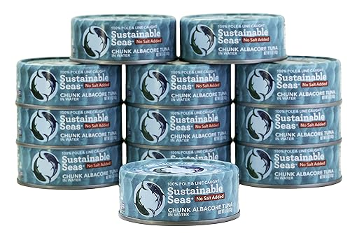 Sustainable Seas Trozo de atún de albacore en agua sin sal añadida 5 onzas probado con mercurio de terceros 100 capturado de forma sostenible