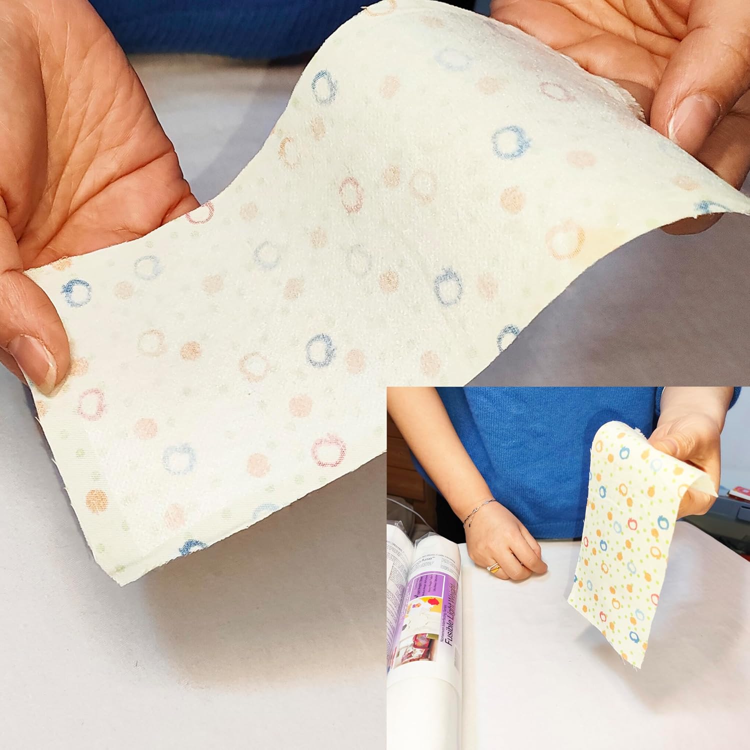 Misswendyfuse 12" x 10 Yds Medium Weight Fusible Interfacing Small Roll,Single Side Adhesion Stabilizer,Non-Woven Iron On interfacing for T-Shirt Quilts, Bags, Apparel & All-Purpose. Soft.